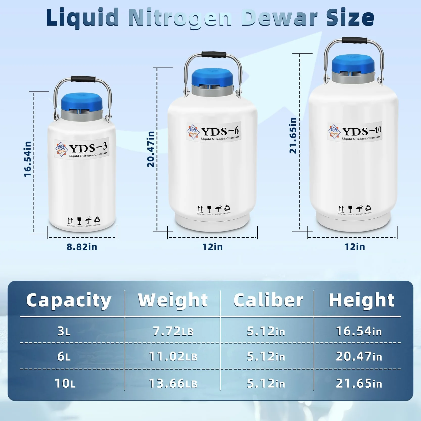 Magula - Contenedor criogénico de nitrógeno líquido de 3 litros (LN2) de aleación de aluminio de nitrógeno líquido Dewar contenedor criogénico estático contenedor de nitrógeno líquido con 6