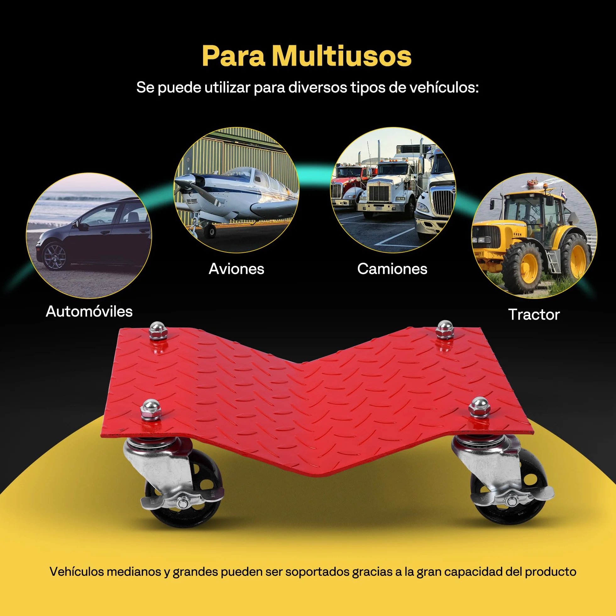 VIVOHOME Carro de Manipulación de Coches 4 Piezas 680kg Capacidad Carga 2720kg en Total para Mover Coches Camiones y Motocicletas Rojo