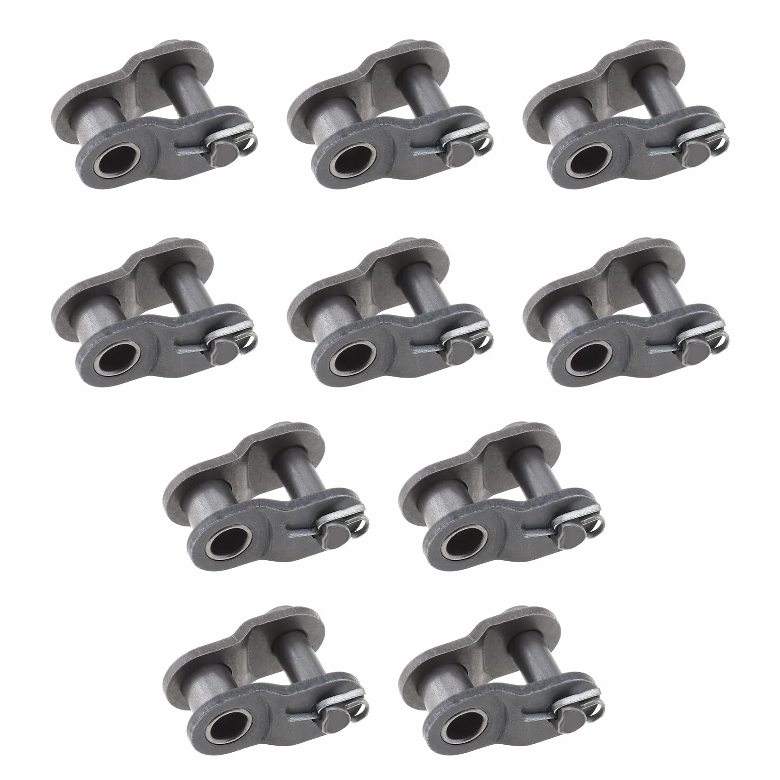 10 conectores de cadena de acero al manganeso con división de 3/8 pulgadas, cadena de transmisión de potencia, rollo de semieslabón desplazado, cadena 06C, conector estándar de extremo de