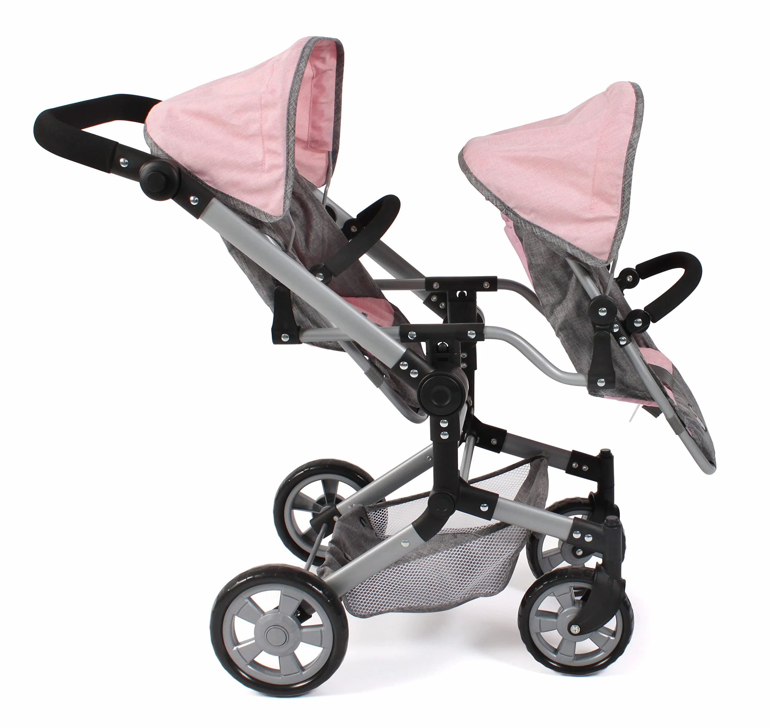 Bayer Chic 2000 Cochecito para muñecas Linus Duo Gris Melange Rosa