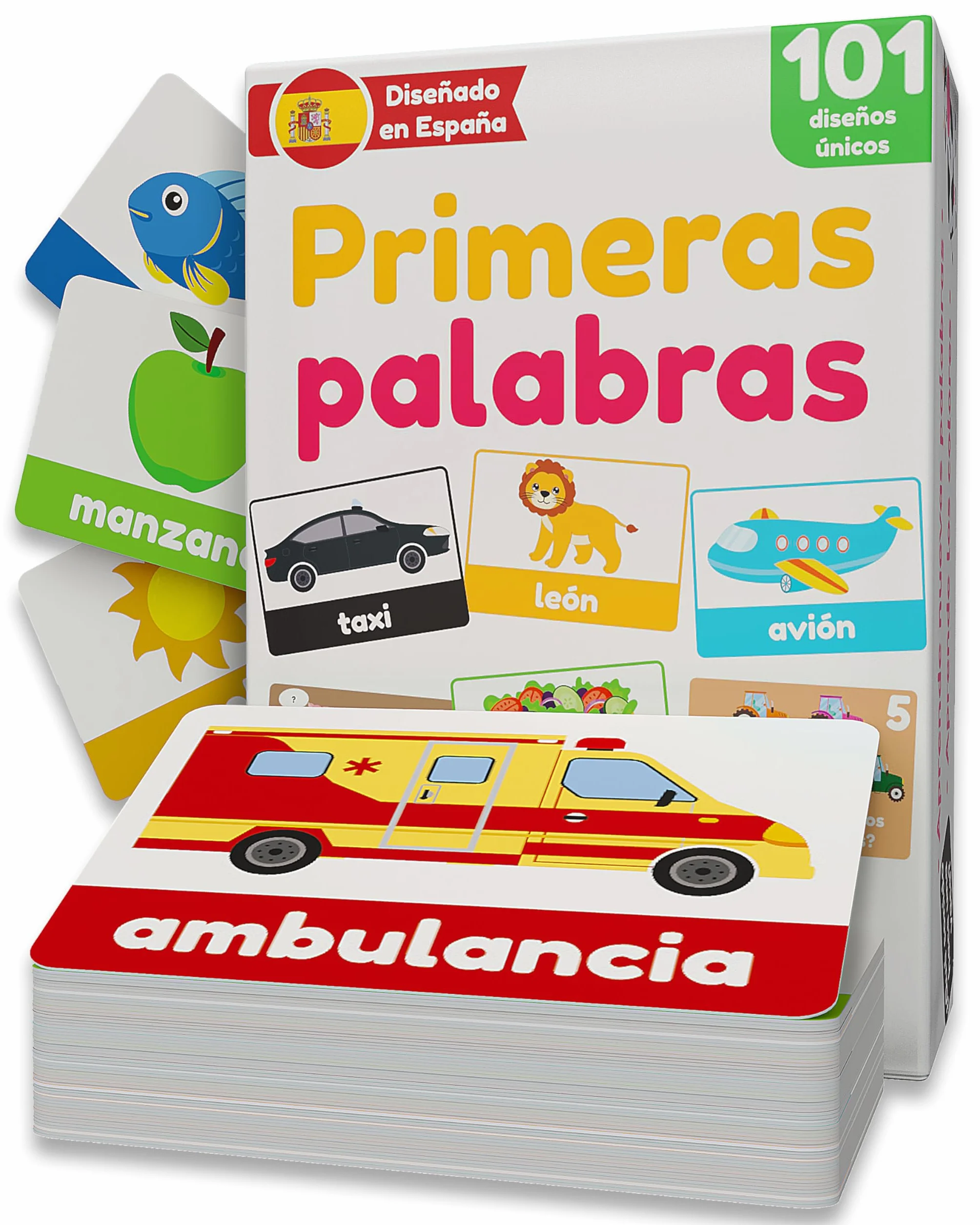 Tarjetas Educativas Bebés 1 2 3 Años | 101 Tarjetas Únicas Flashcards Primeras Palabras | Juguete Desarrollo del Lenguaje