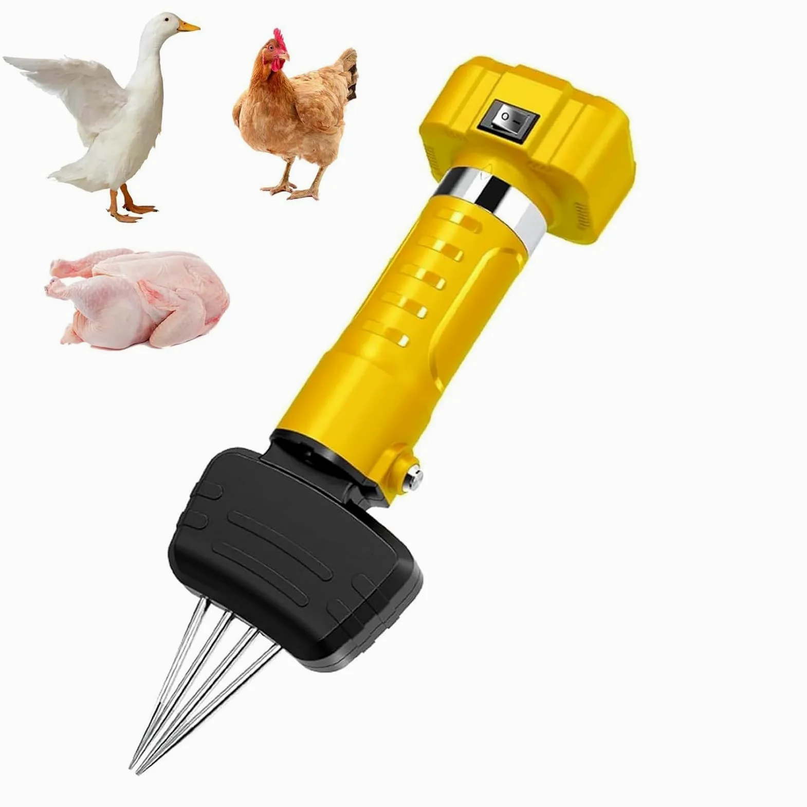 Máquina eléctrica para desplumar aves de corral, cabezal cónico ajustable, impermeable, 4 ejes, depilación para pollos, patos, gansos y pavos