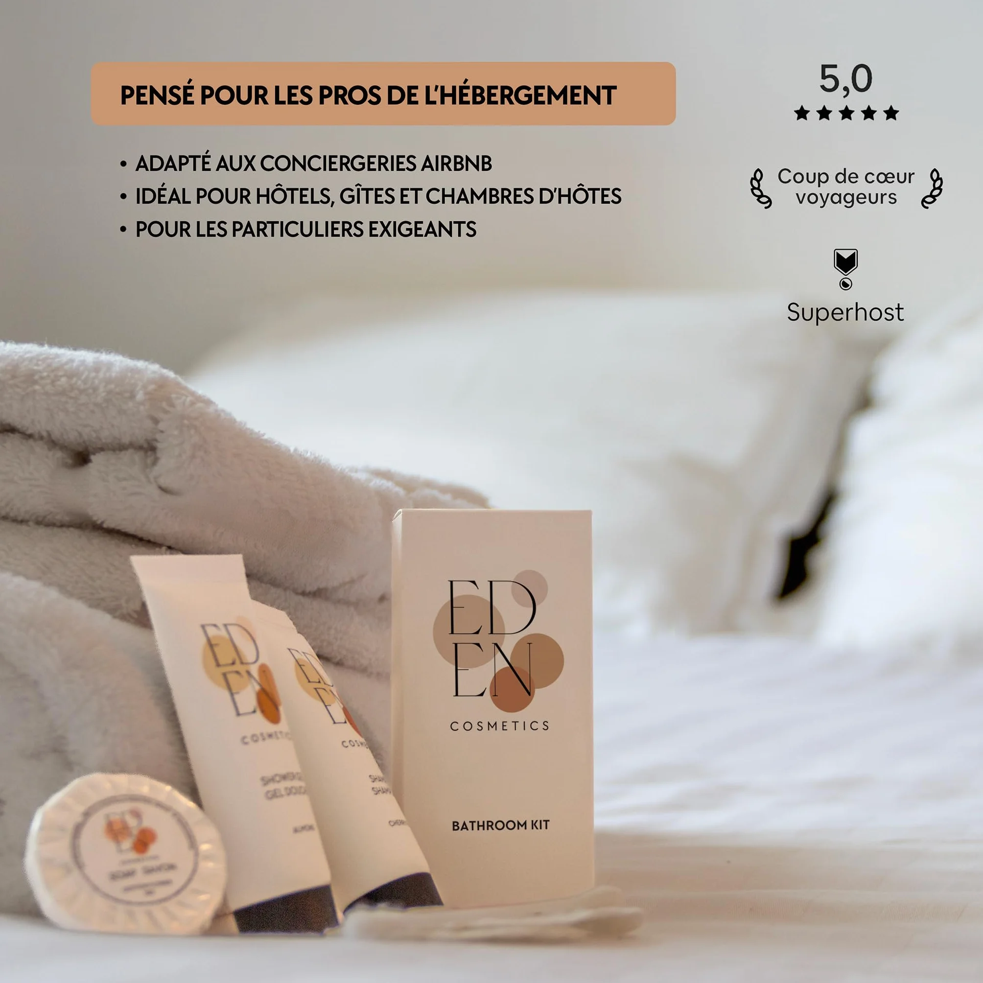 Kit de bienvenida para baño | Ideal para Airbnb & Hoteles | Cosméticos perfumados | 200 juegos completos y listos para usar | Producto de bienvenida