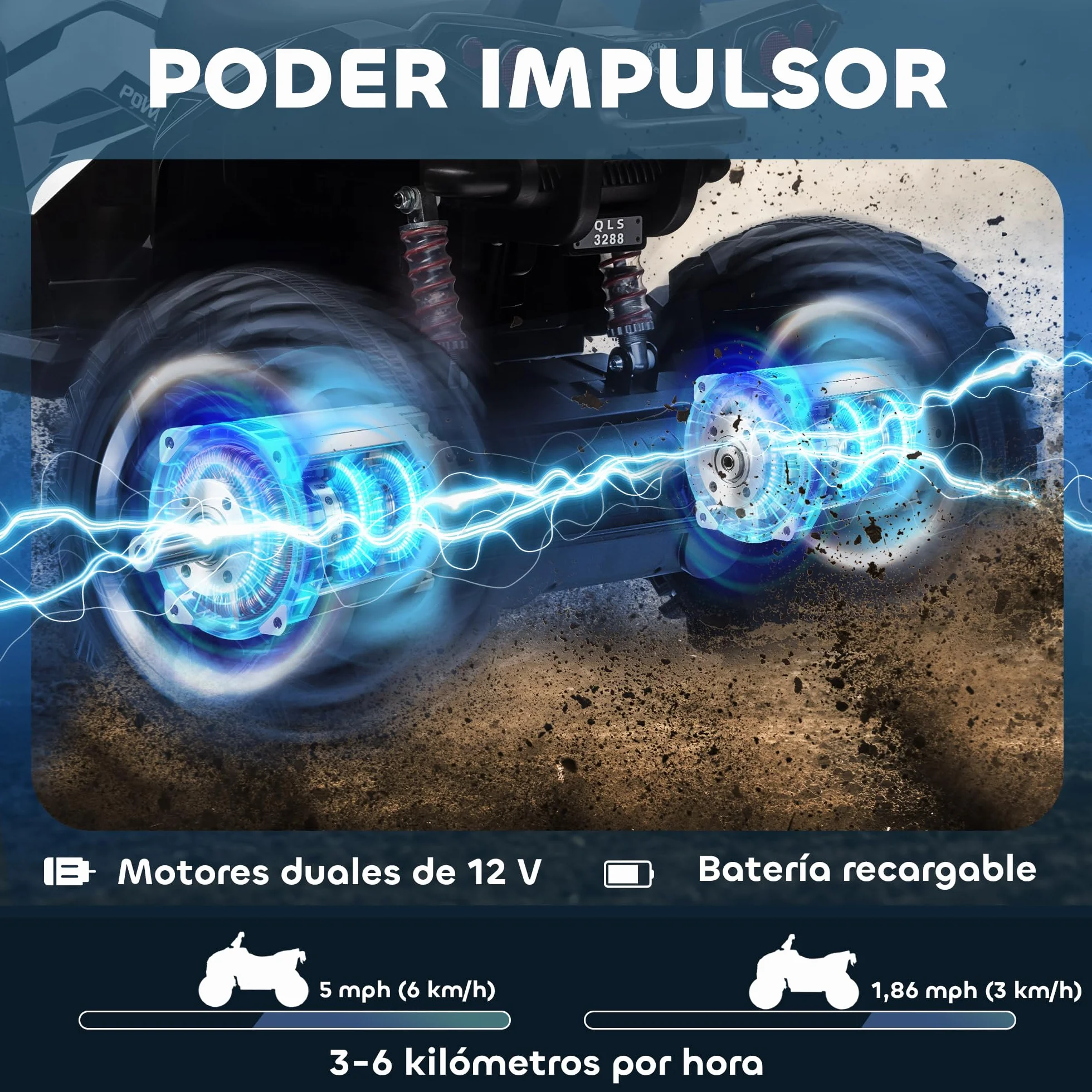 HOMCOM Quad Eléctrico para Niños 12V 10AH 2 Motores 3–8 km/h LED MP3 USB Blanco