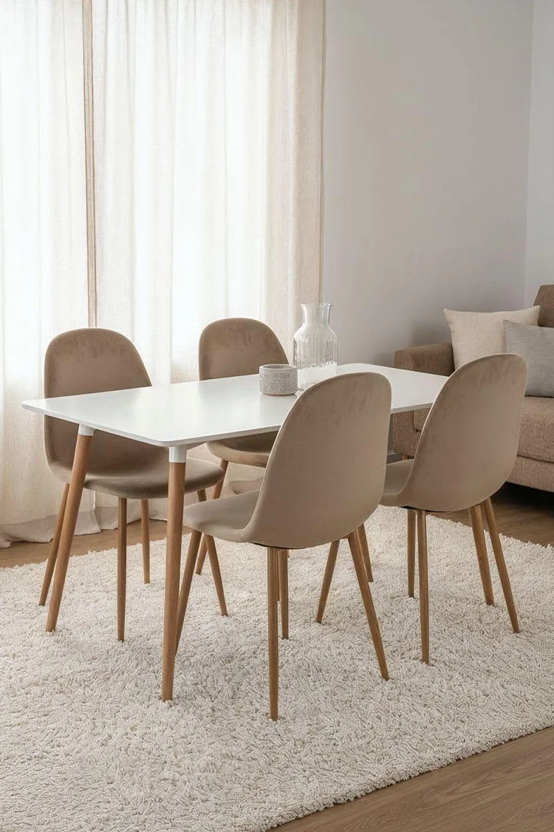 Regalos Miguel - Packs Sillas Comedor - Pack 4 Sillas Teok Terciopelo - Marrón Claro