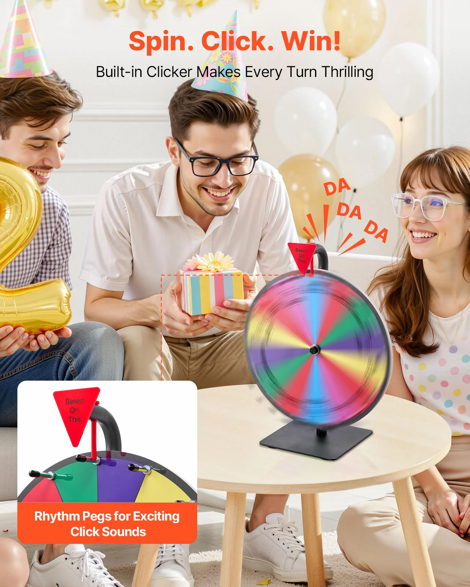 VEVOR Rueda de la Fortuna 14 Ranuras con Soporte Juegos de Lotería Ruleta Ganadora 300 x 160 x 390 mm