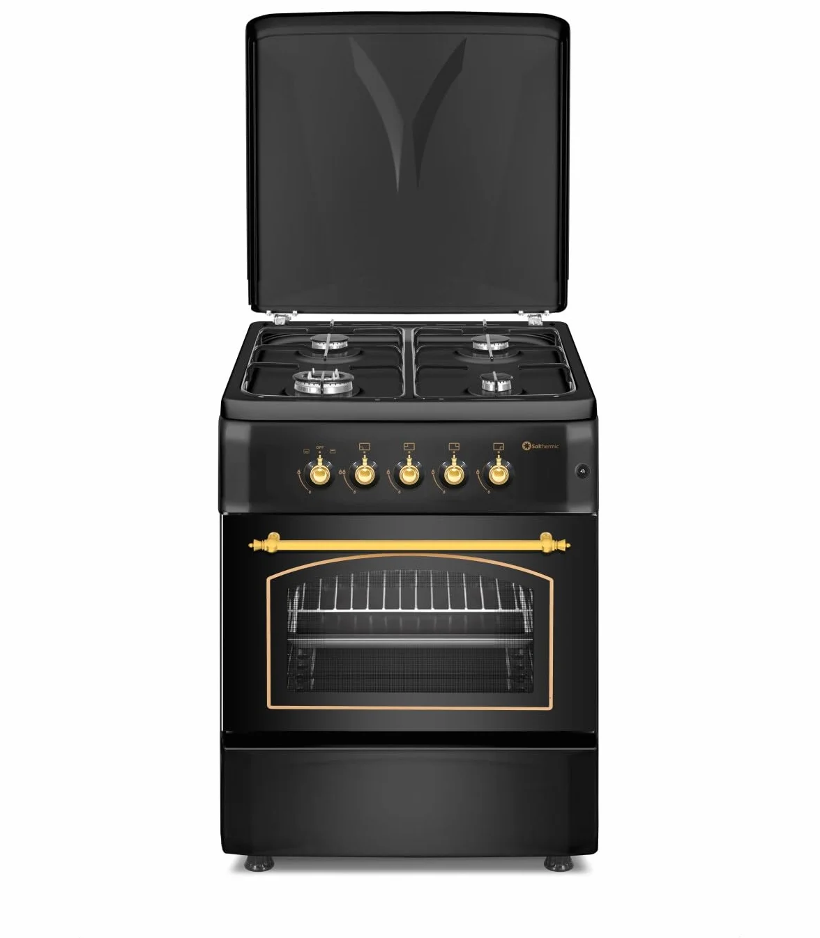 PACK AHORRO COCINA GAS F6S40G2 CAMPANA HS60PR 60 CM NEGRO DORADO ENCENDIDO AUTOMATICO HORNO 60 L