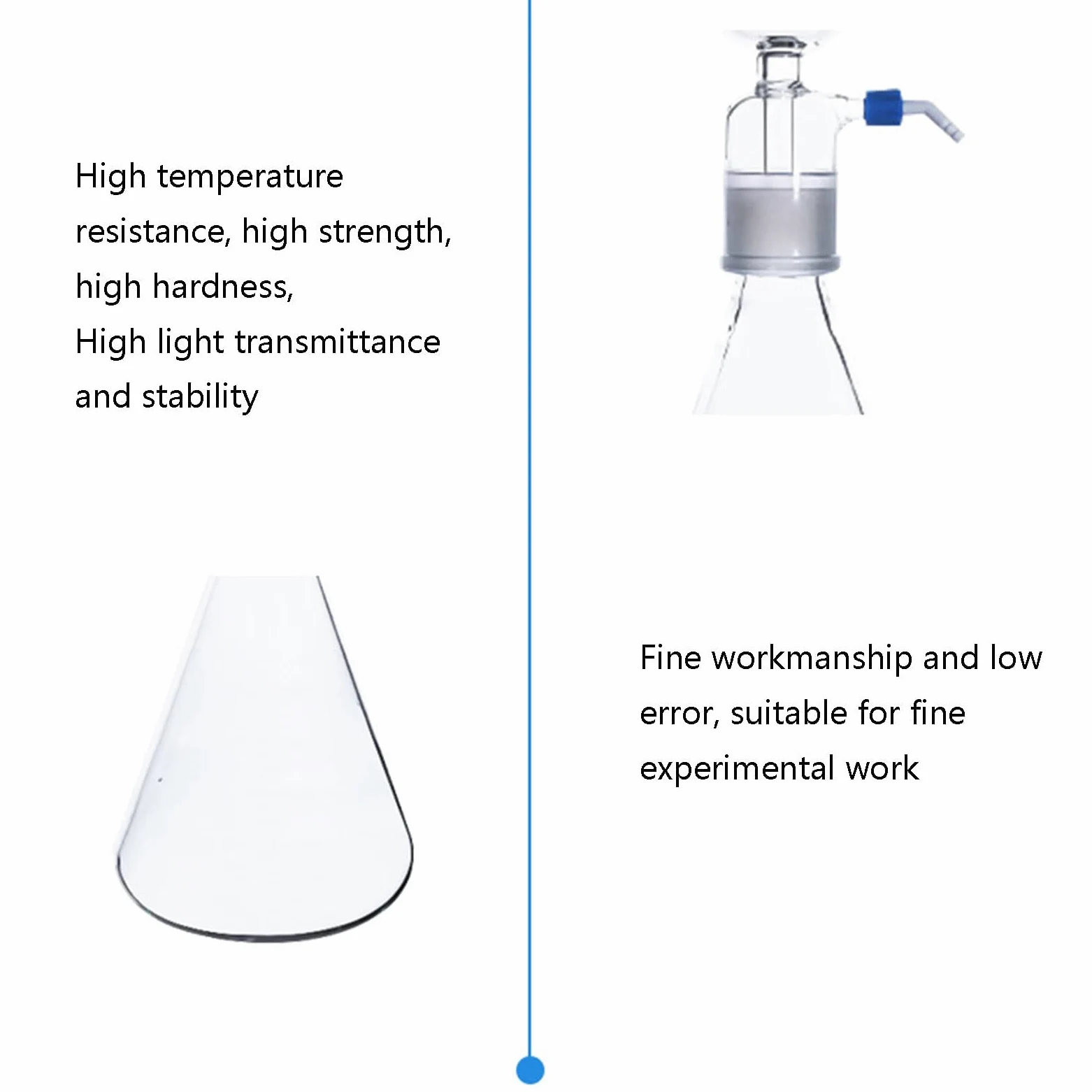 Filtro de succión al vacío de vidrio, kit de filtro de montaje de filtración al vacío de vidrio de borosilicato con embudo graduado de 300 ml, aparato de destilación de filtración al vacío para 250ml