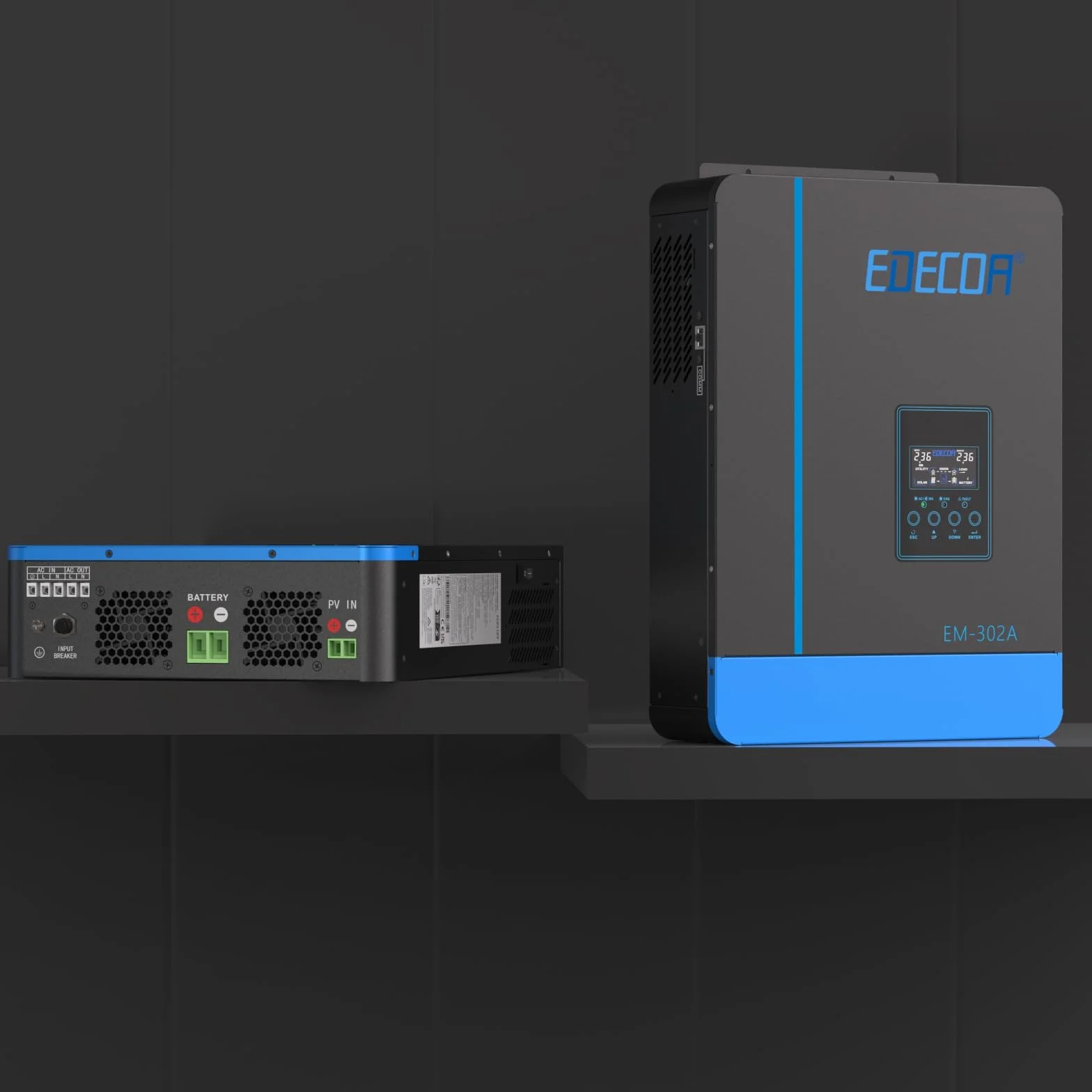 EDECOA Inversor Hibrido 24v 3000w 220v 230v 3.2KVA/3000W Cargador Solar MPPT 80A Pure Sine (Off-Grid) con Cargador de Bateria, prioridad de Red, Regulador de Carga Solar