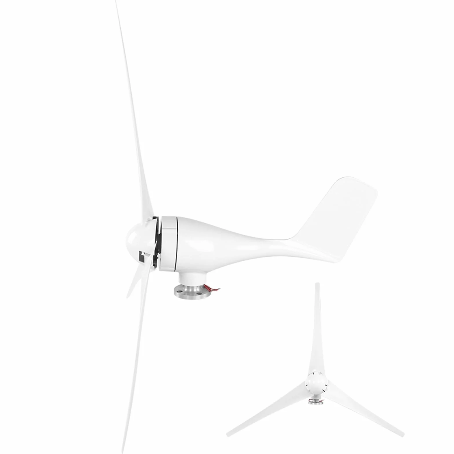 Generador de Turbina de Viento 1200W, Kit de Generador de Molino de Viento con 3 Palas Y controlador de Viento Para Carga Marina (White 12V)