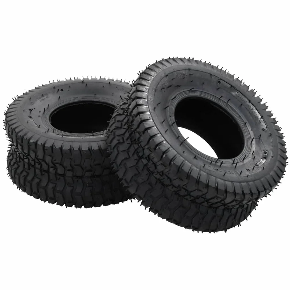 Mangloder - Juego de 4 neumáticos para carretilla y manguera, 15 x 6.00 – 6 4PR, de goma, resistente a pinchazos, rueda neumática como pieza de repuesto para rueda, eje, carretilla, jardín
