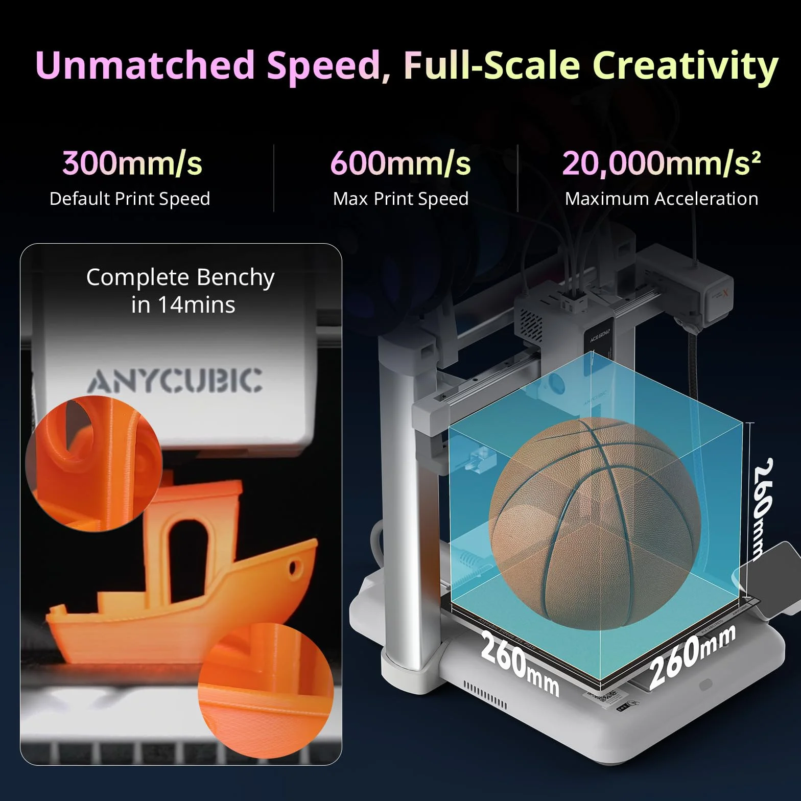 ANYCUBIC Kobra X Combo Impresora 3D, Impresión Multicolor, Secado e Impresión al Mismo Tiempo, Alta Velocidad 600 mm/s, Tamaño de Impresión 260 x 260 x 260mm,Funciona con los Principales Filamentos