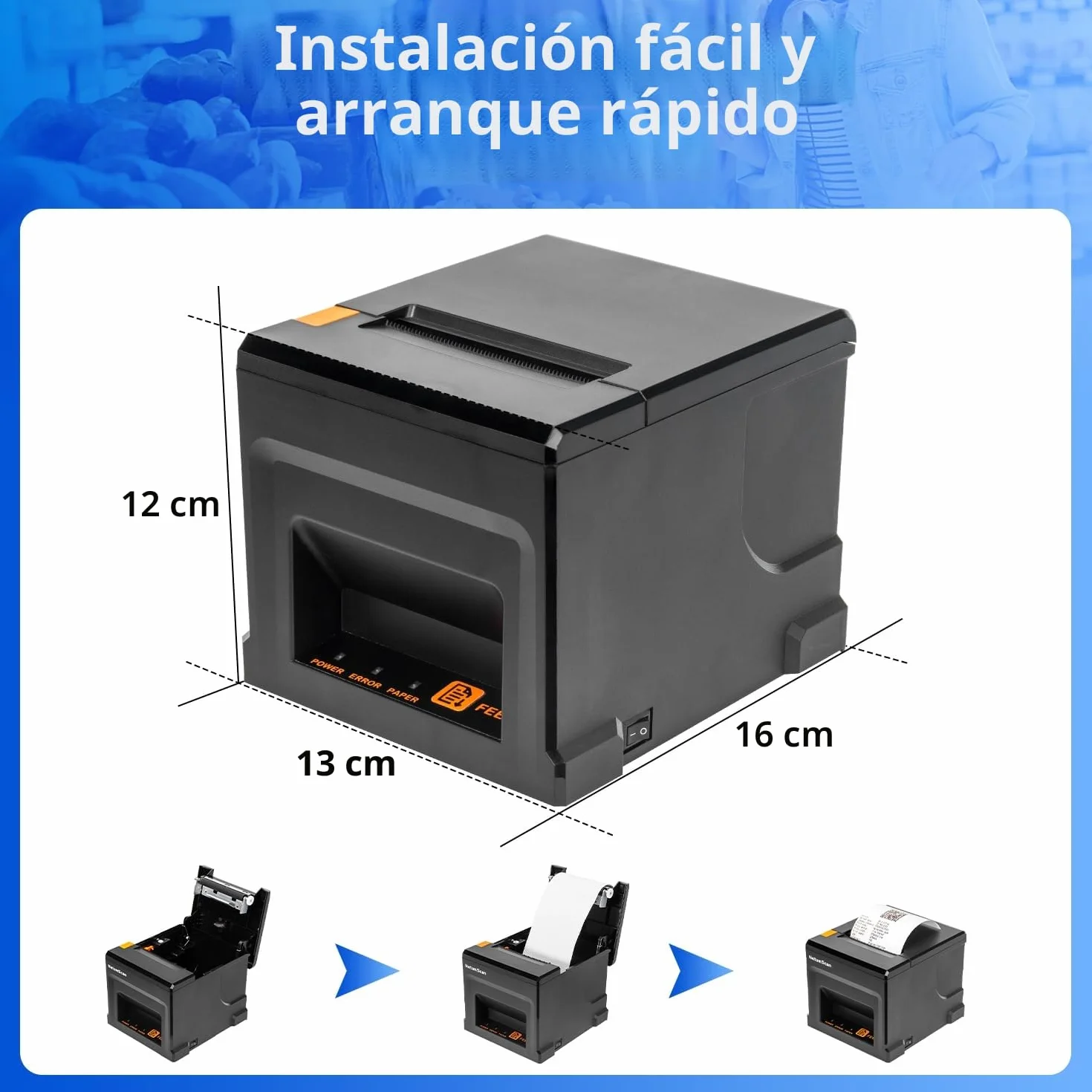 NetumScan Bluetooth USB LAN 80mm POS Impresora Térmica de Recibos con Auto Cortador Cajón de Dinero, Soporte Windows/Mac/Linux, Impresora de Cocina de Restaurante para ESC/POS NS-8360LW