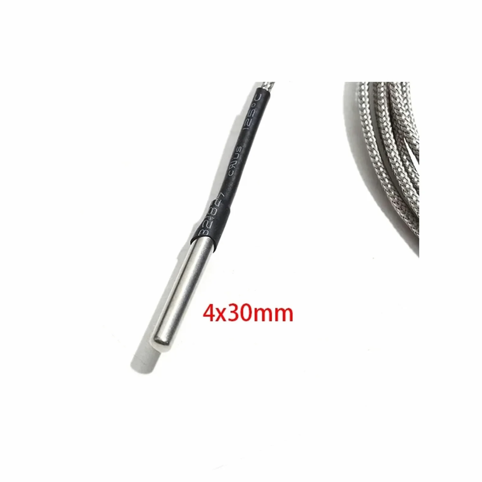 Termopar de prueba de temperatura de acero inoxidable tipo KJ PT100, sonda del Sensor de 4x30MM, cable de PTFE blindado de 1M, 2M, 3, 5M(PT100,Cable Length 5m)