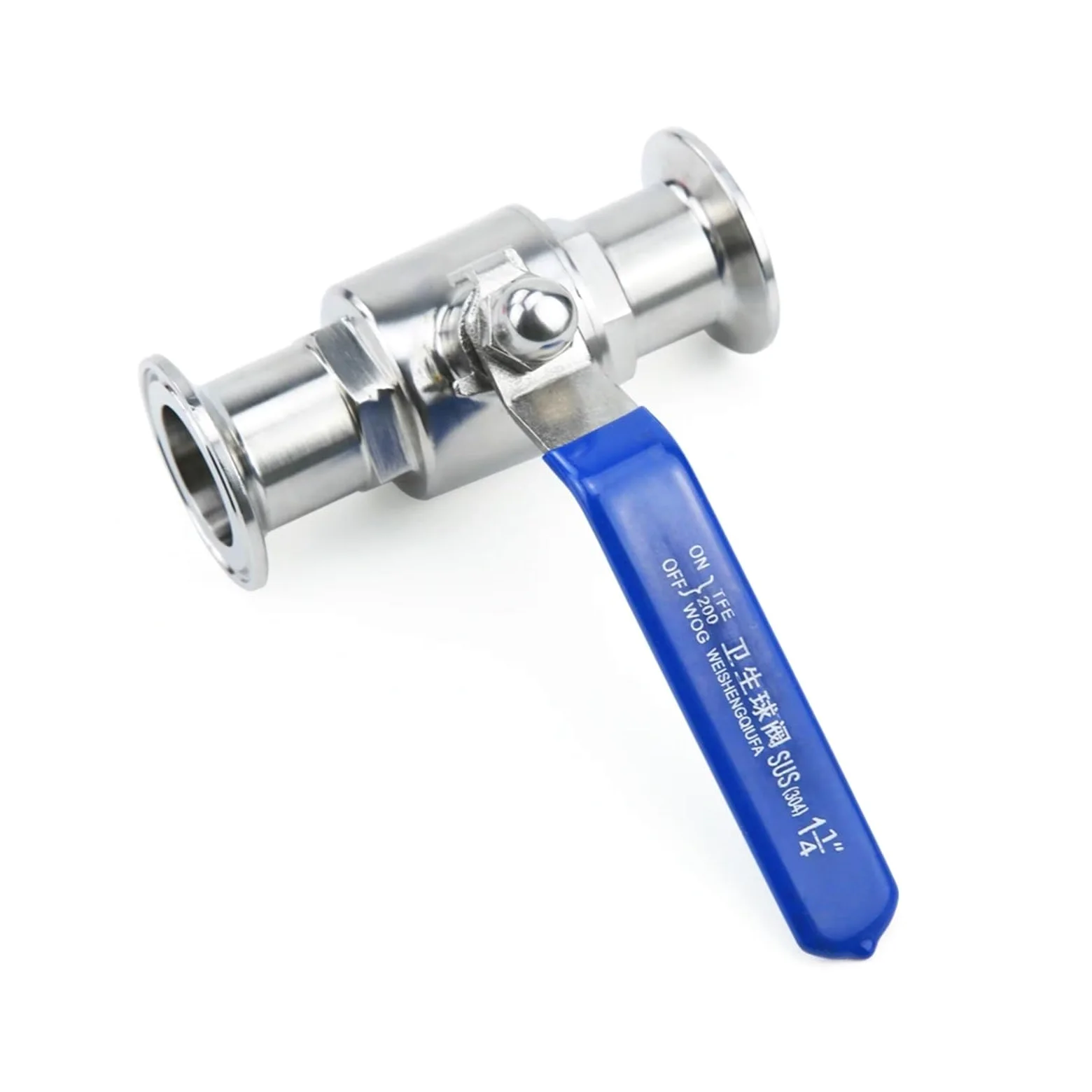 Llave De Paso Agua Válvula De Bola Sanitaria De Acero Inoxidable 304 De 19 Mm, 3/4", 1", 1-1/2", 2", Tipo Tri Clamp, Casquillo De 50,5 Mm/64 Mm(25mm x Ferrule 50.5)