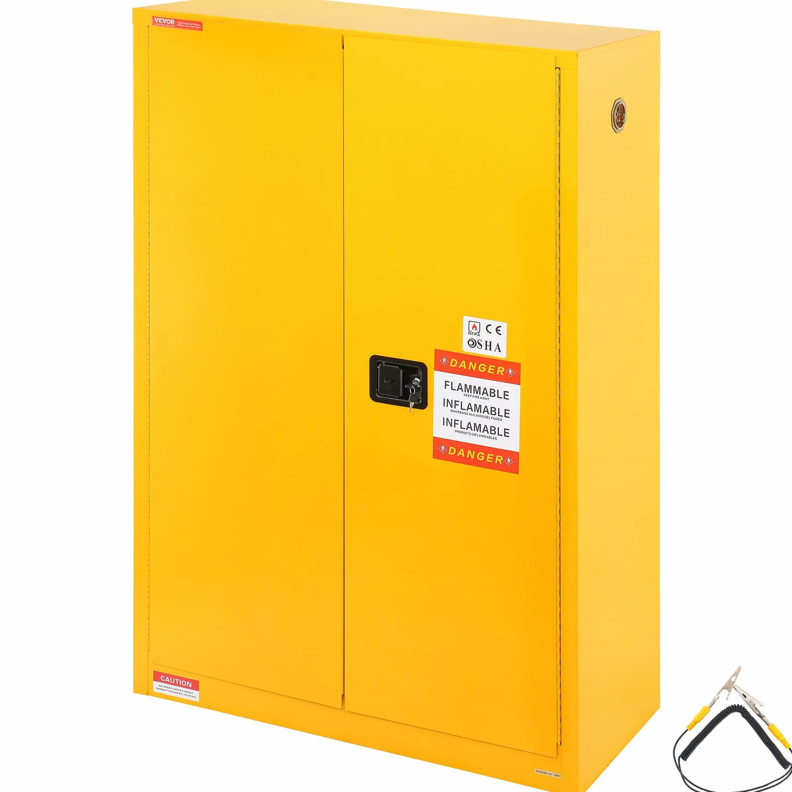 VEVOR Armario de Seguridad para Productos Inflamables 170,3 L 109x46x165,5 cm, Armario Ignífugo para Líquidos Inflamables de Acero Laminado en Frío, con 2 Estantes Regulables, para Uso Industrial