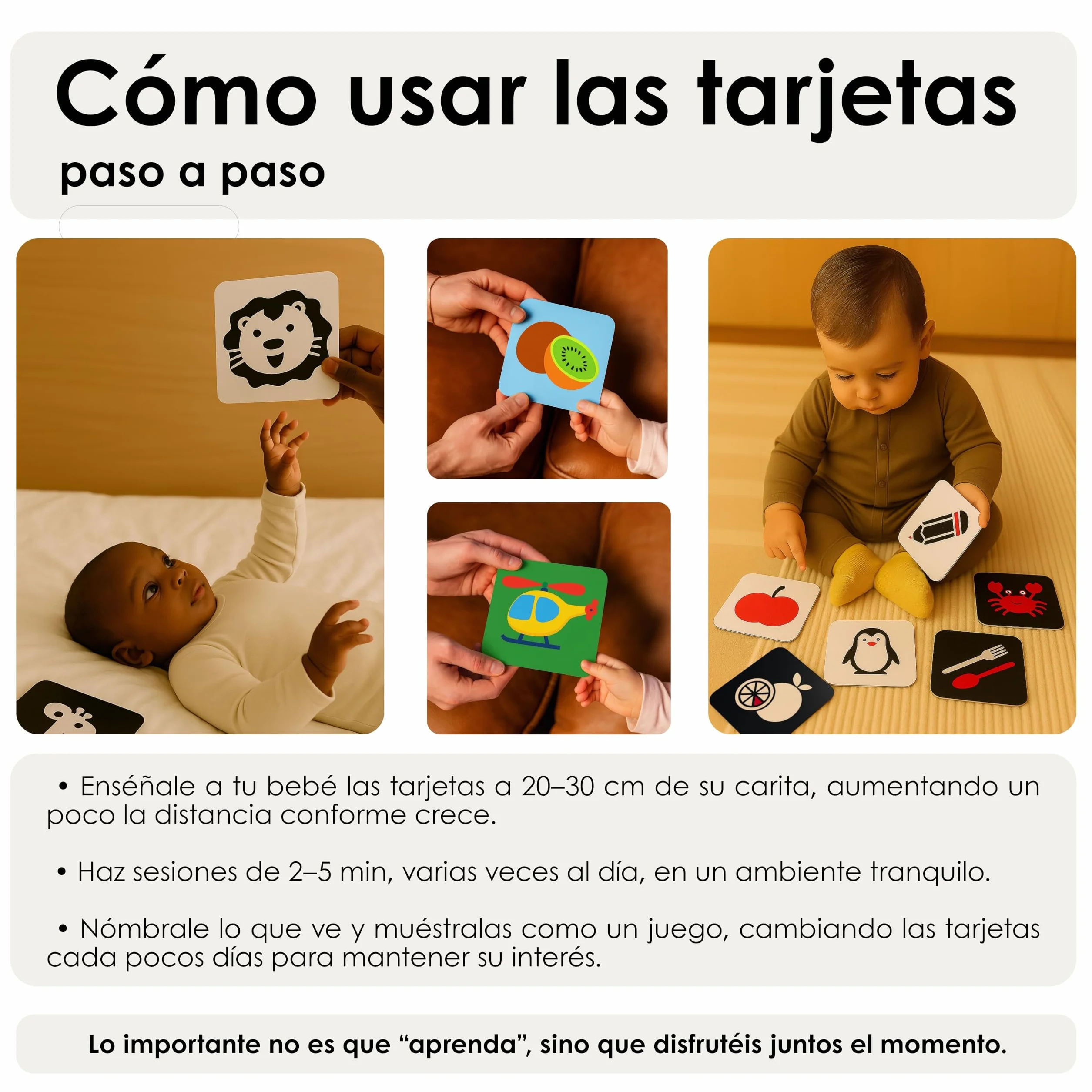 FEDELLITO Pack Estimulación Visual Bebés 0-36 Meses 4 Sets 80 Tarjetas 160 Imágenes Juego Sensorial Educativo