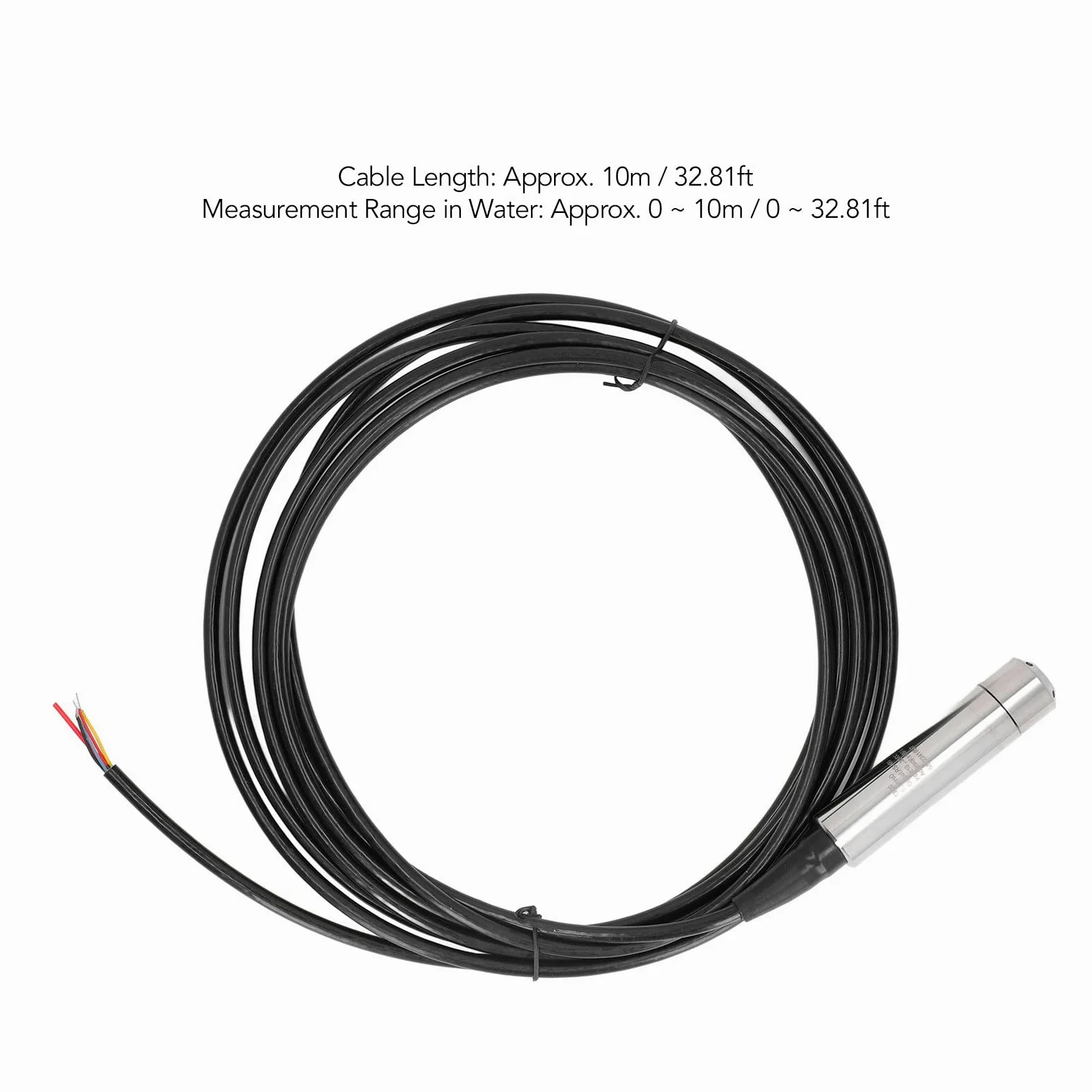 Sensor de Nivel de Agua, Sonda de Acero Inoxidable 10 30V DC Grado de Protección IP68 Transmisor de Nivel de Líquido con Línea de Salida M14 para Equipos Hidráulicos (Cable de 10 m 393,7 pulgadas