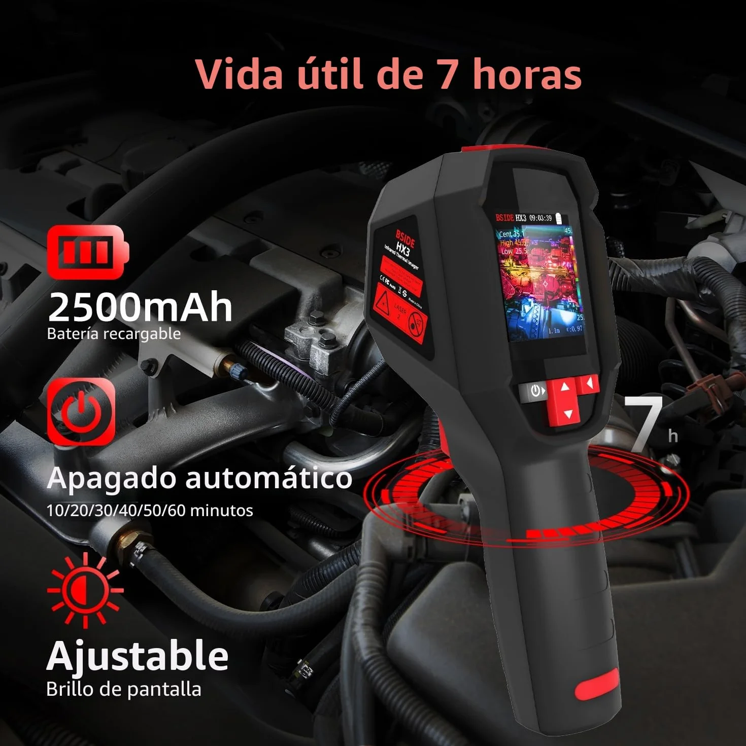 BSIDE HX3 Cámara Térmica 240x240 Resolución Cámara Termográfica Portátil 25Hz Frecuencia de Actualización -20°C-550°C 15 Paletas de Colores para Fugas de Agua HVAC Coche Reparación Electrónica