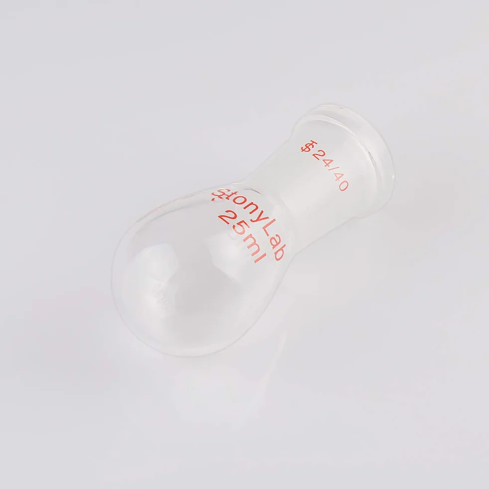 StonyLab Borosilicato Frasco de evaporador rotatorio de vidrio de pared pesada 25 ml, junta exterior 24/40