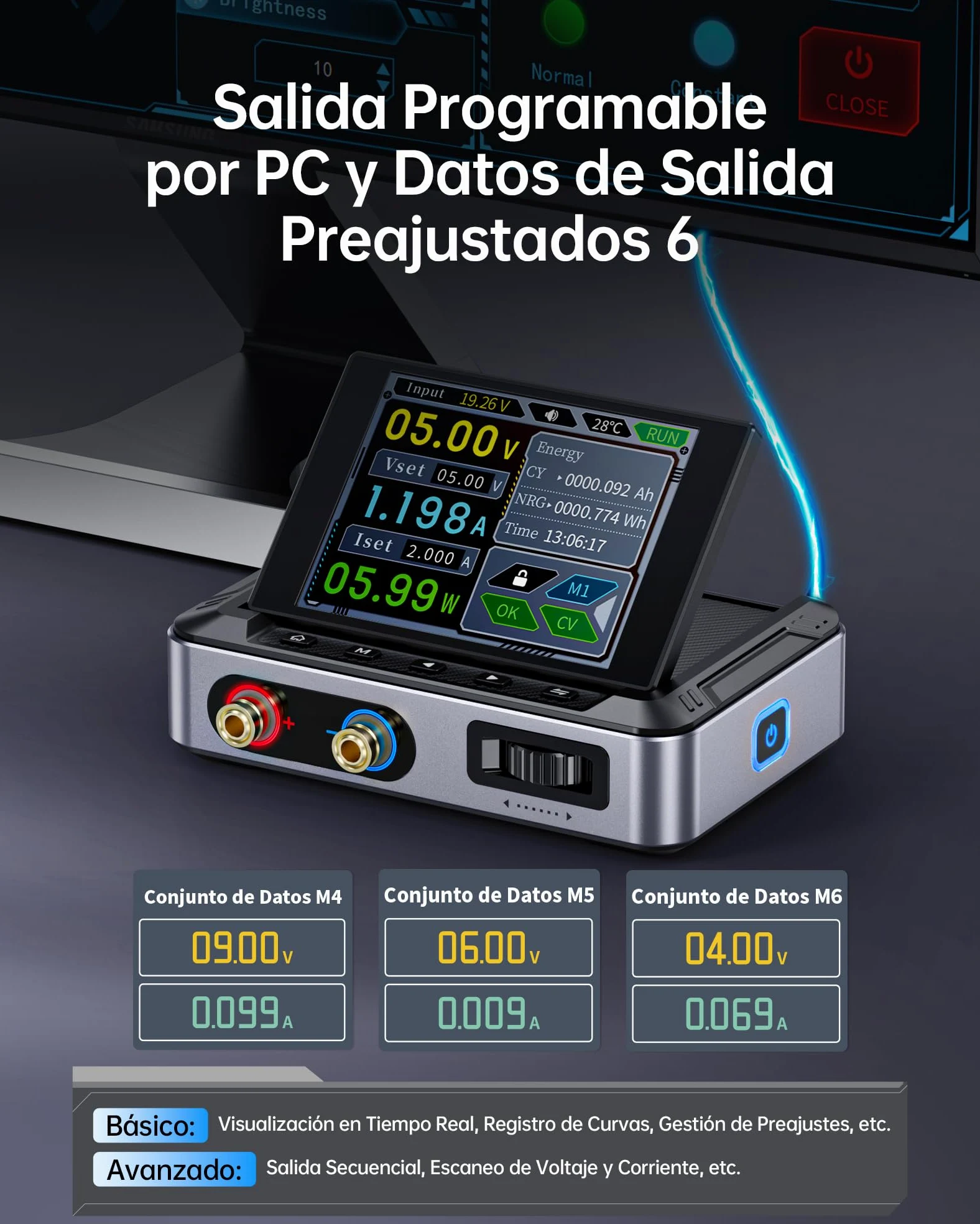 FNIRSI DPS-150 Fuente Alimentación DC Variable, 30V 5A Ajustable, Pantalla IPS de 4 Dígitos, <20mV Rizado, Programable por PD/QC/CC, para Laboratorio/CNC/Reparación Electrónica