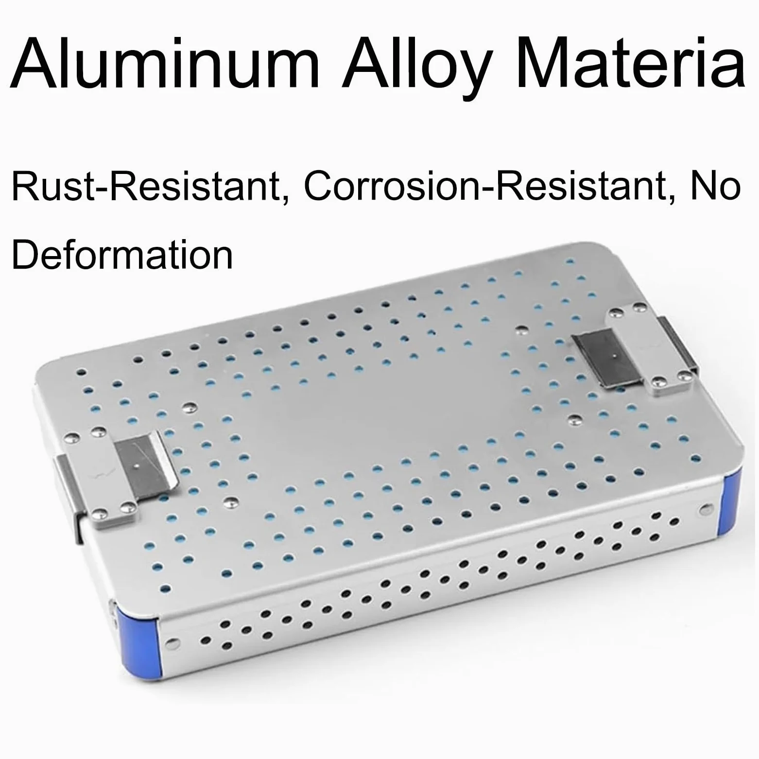 Caja de esterilización de instrumentos de aleación de aluminio, bandejas dentales con almohadilla de silicona, resistente a altas temperaturas y presiones
