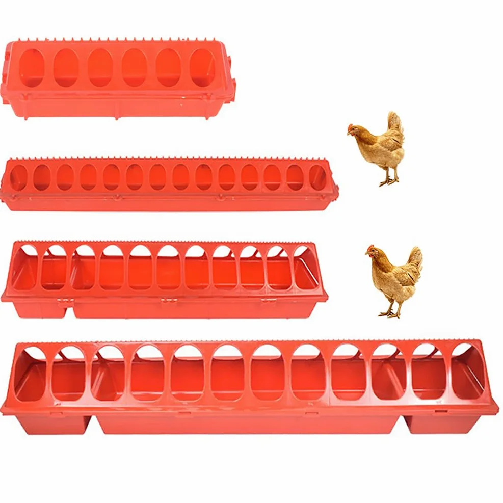 Comedero Abatible para Pollos Comederos para Patos De Exterior Gallineros Comederos Y Bebederos Pollos, Palomas, Patos Y Codornices Pequeños Sin Desperdicio,Rojo,L81.5*H7.5*W20