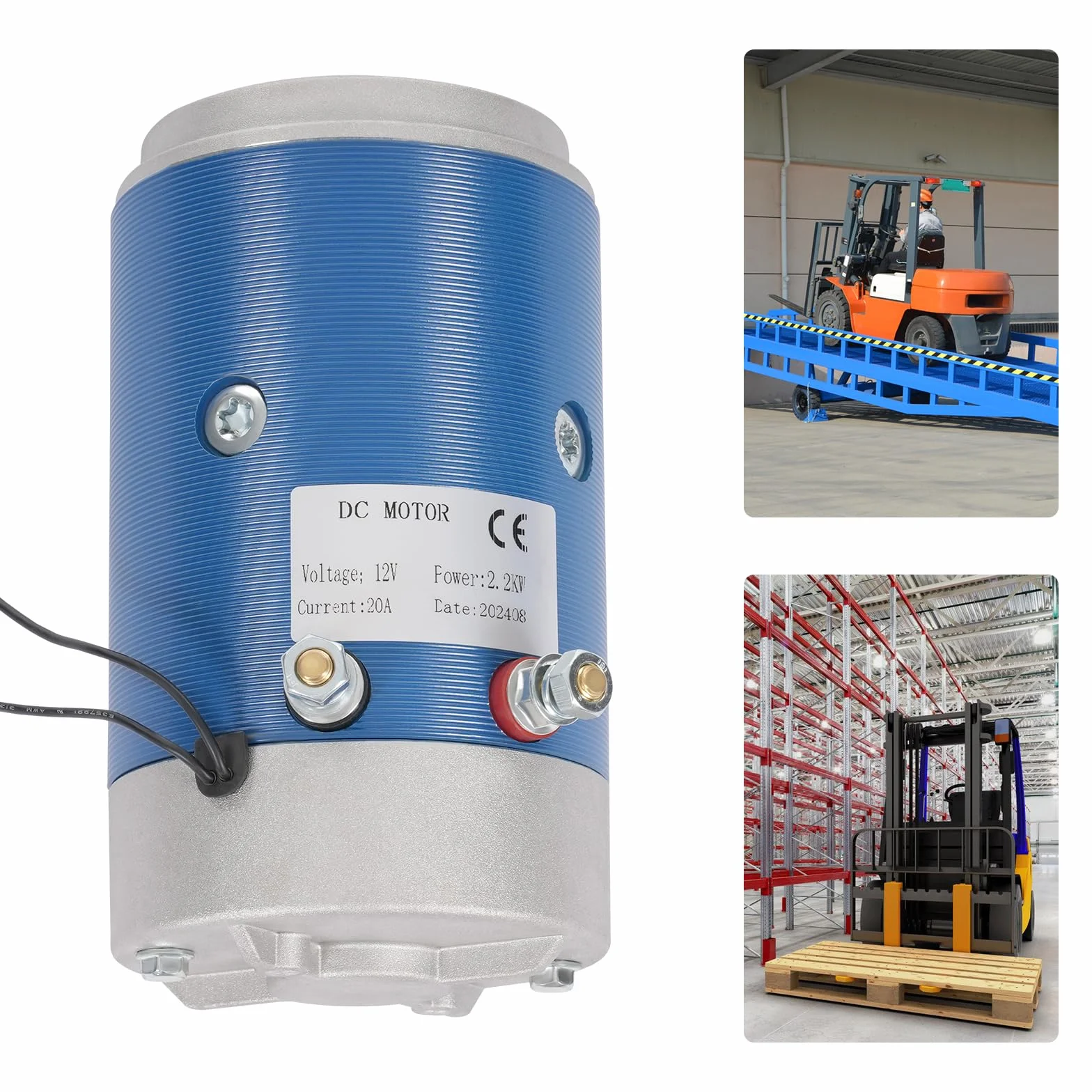 Motor de engranaje de 12/24 V CC, 2,2 kW, azul para conversión de vehículos, modificación de coche, carretilla elevadora, unidades hidráulicas, bajo nivel de ruido (12 V)