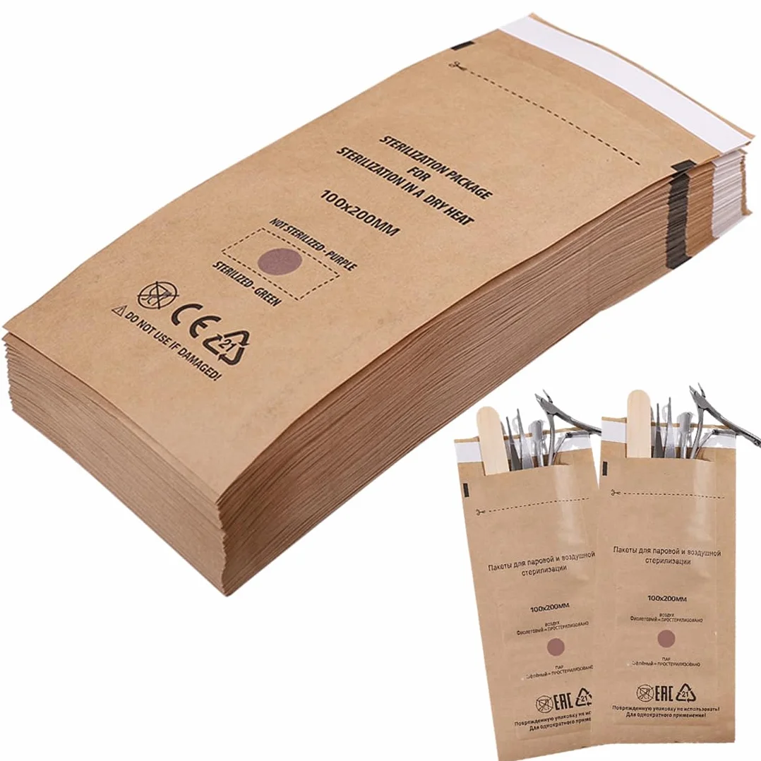 WUSJCOF Bolsas de Esterilización para Autoclave 100x200mm 50 unidades