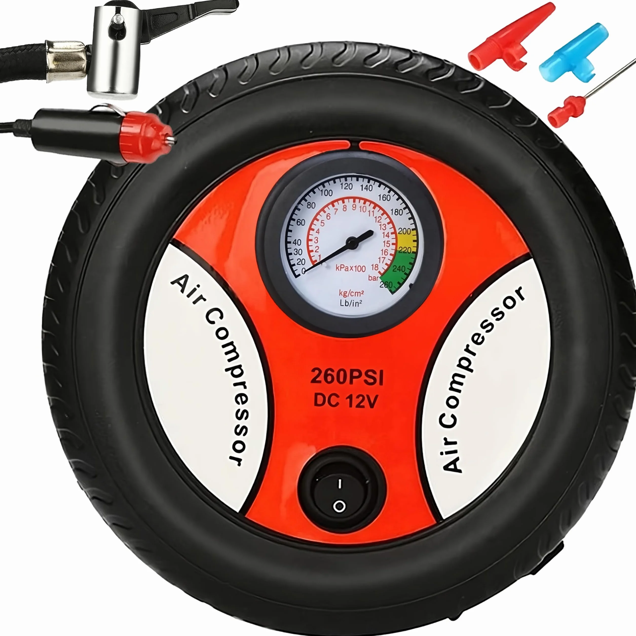 Retoo Compresor de Aire 12V 260PSI 60W Bomba de Neumáticos Portátil para Coche