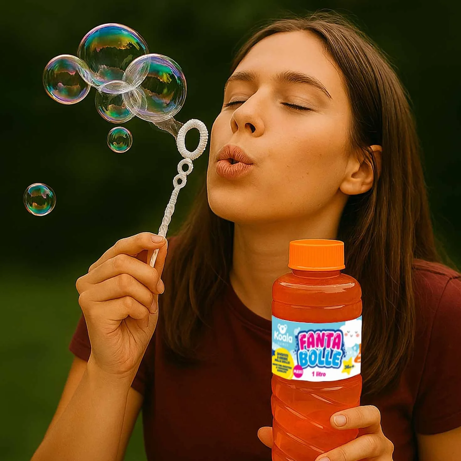 BEPER Burbujas 1 litro - Botella resellable con Varita de Burbujas - Líquido para máquinas de burbujas