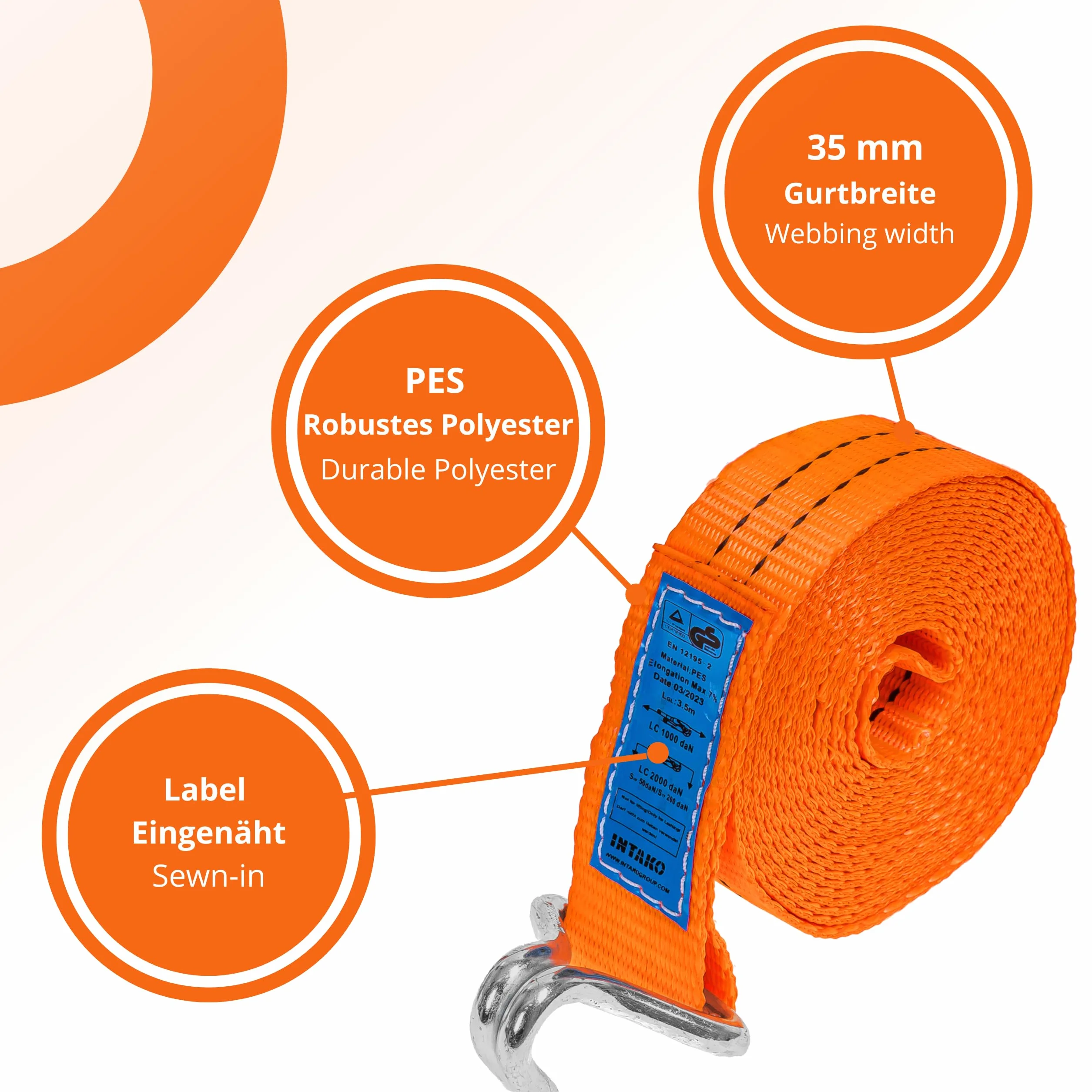 Cinchas de Amarre con Carraca 4 Piezas 4m 2000 kg 35 mm Naranja