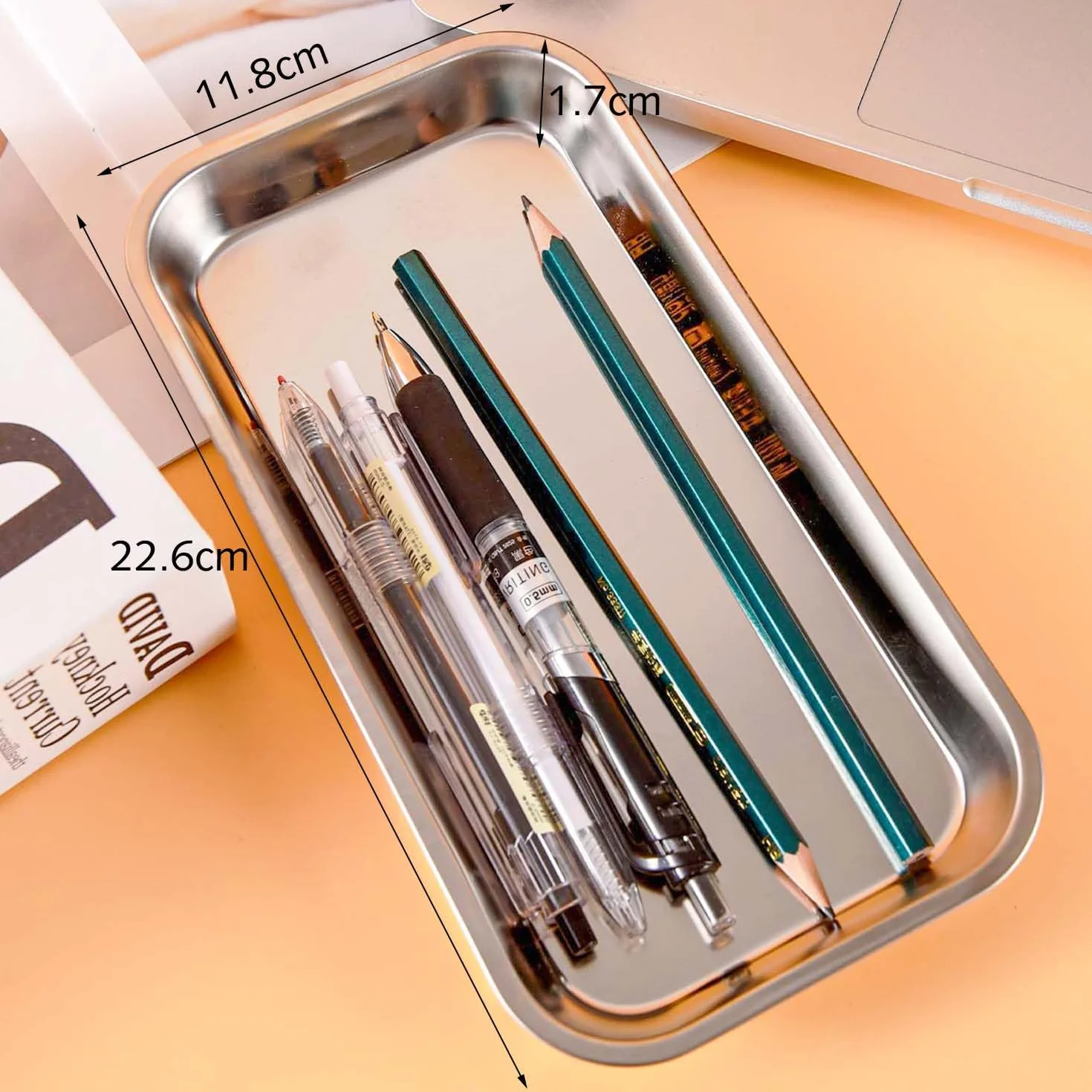 Bandeja de instrumentos de acero inoxidable médicos rectangular laboratorio 2 uds