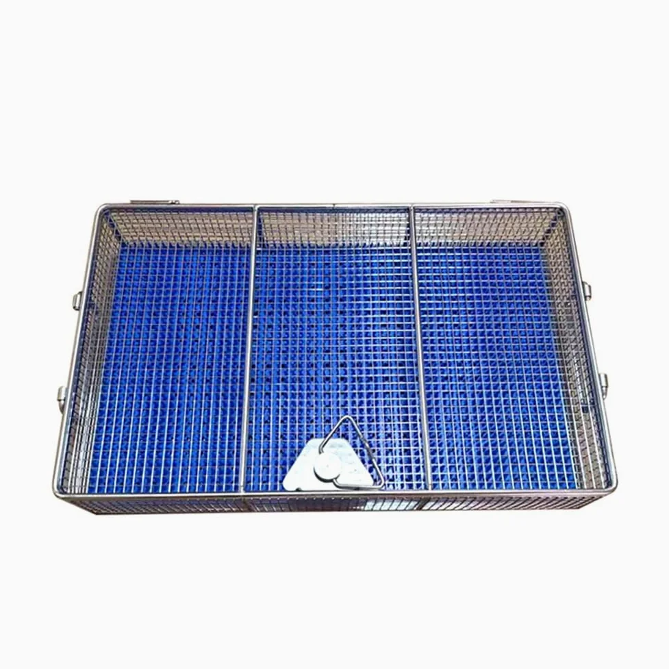 Cestas de esterilización Bandeja de esterilización de Acero Inoxidable Caja de Bandeja de Autoclave de Alta Temperatura con tapete de Silicona (Size : 25 * 25 * 7cm)