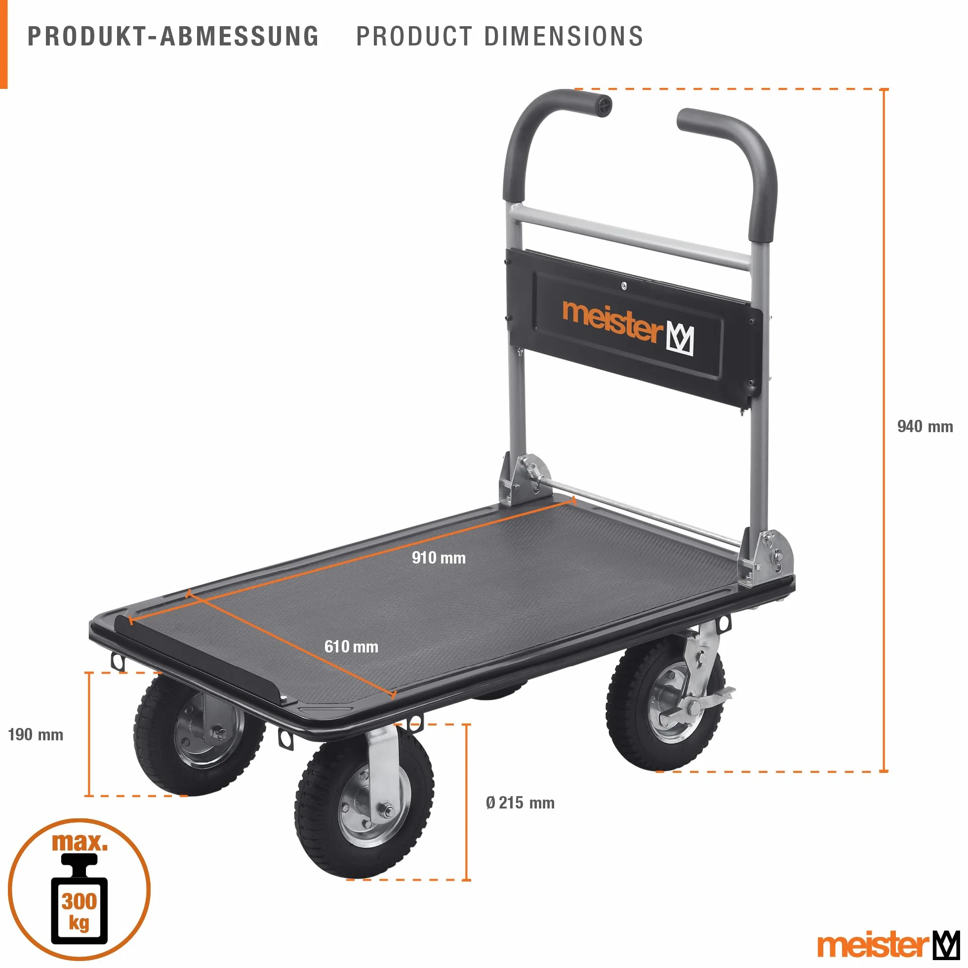 MEISTER Chariot plateforme Cross-Over - 300 kg