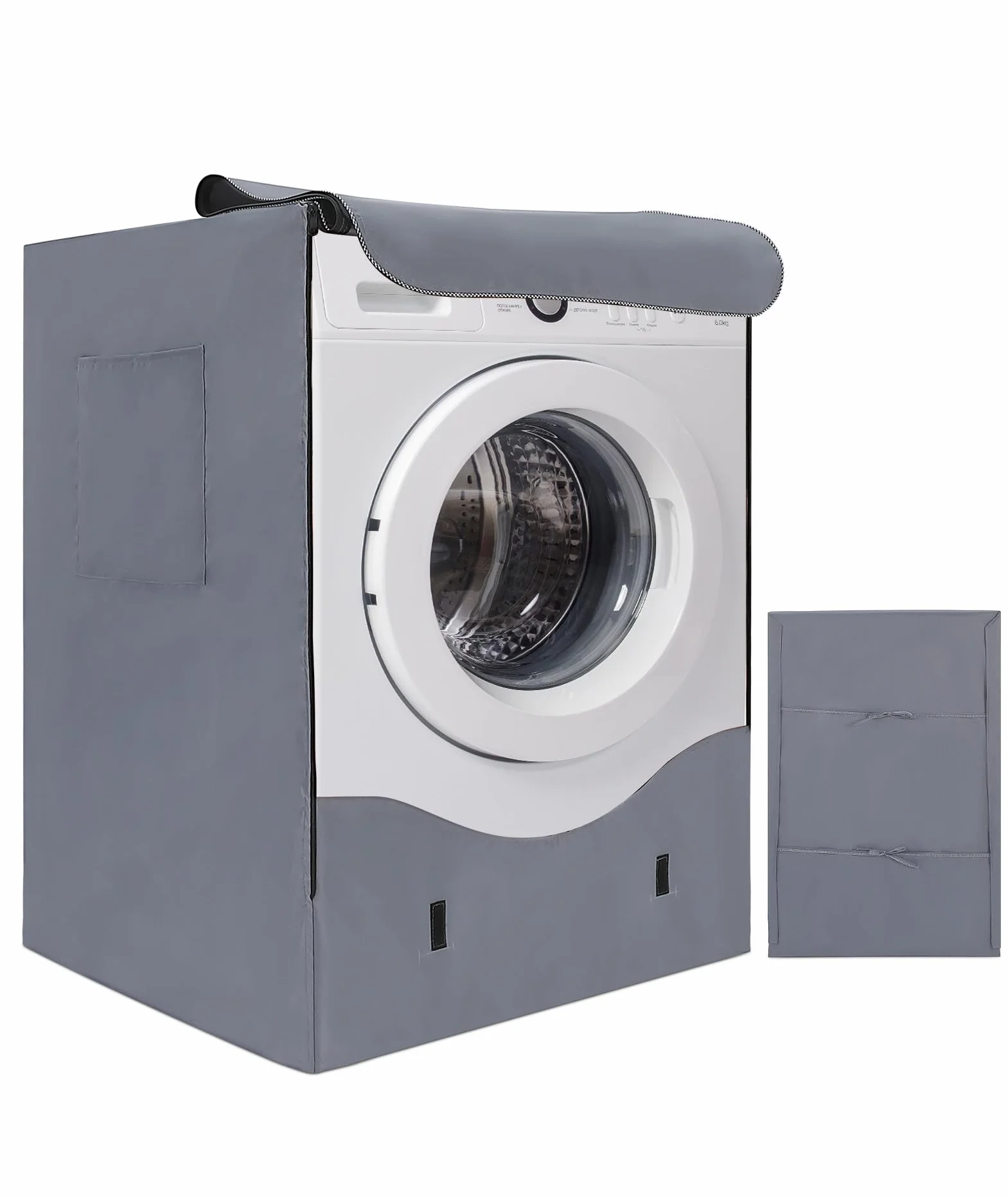 HAUSPROFI Funda Lavadora Exterior Impermeable 60x64x85cm, Funda Carga Frontal 420D, Funda Secadora Impermeable Gris