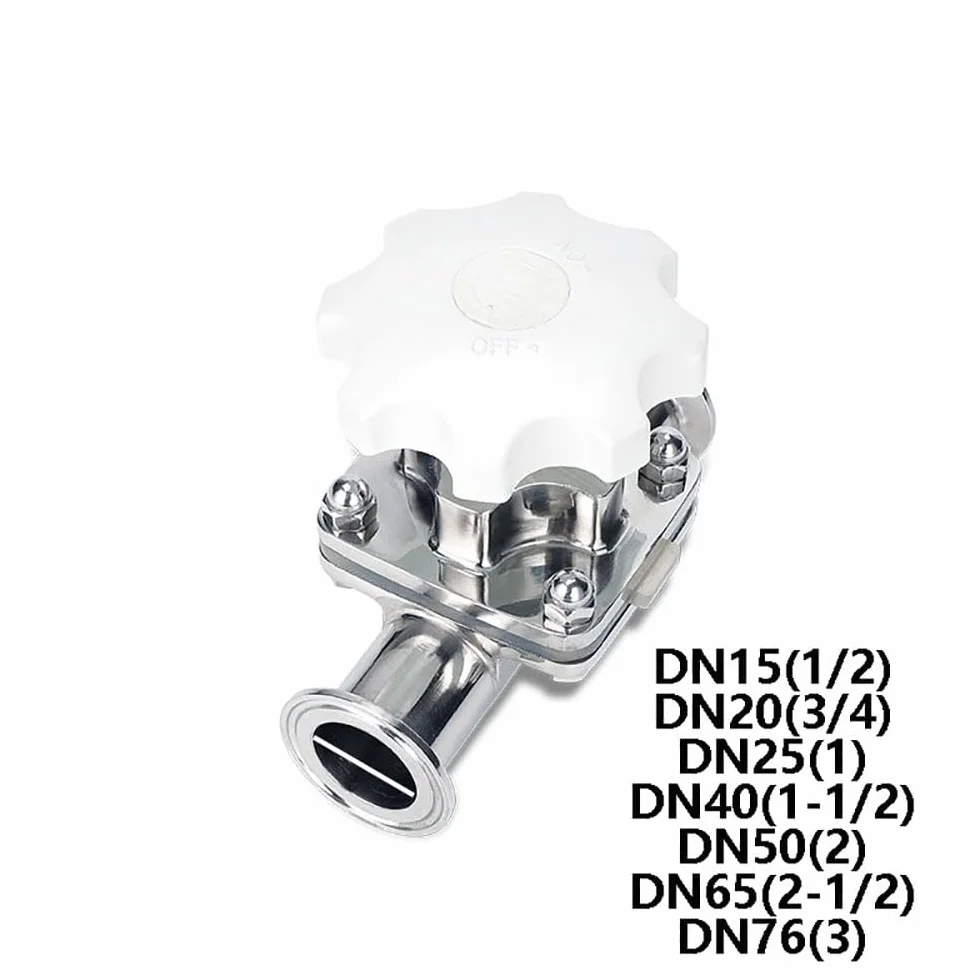 Válvula de diafragma DN40, válvula de diafragma sanitaria de tres abrazaderas de acero inoxidable de 1-1/2 pulgadas para controlar líquidos ultra puros, estériles y corrosivos