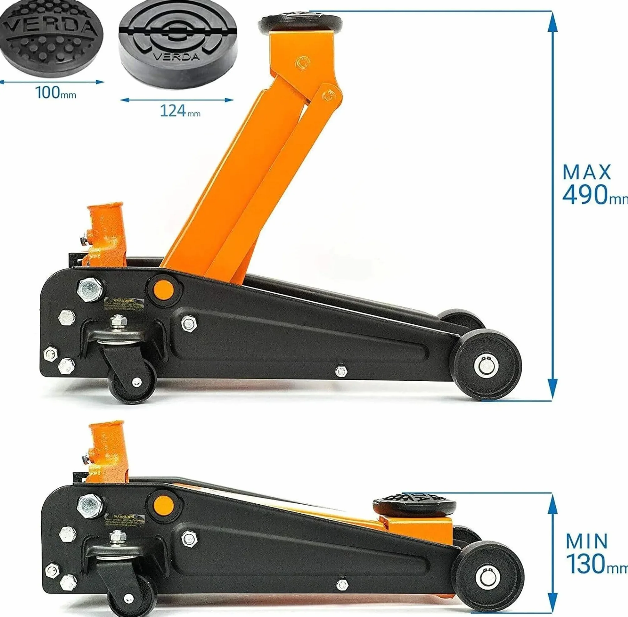 Gato hidráulico 3T, gato hidráulico, elevador, soporte, caballete de caballete, modelo a elegir, Naranja