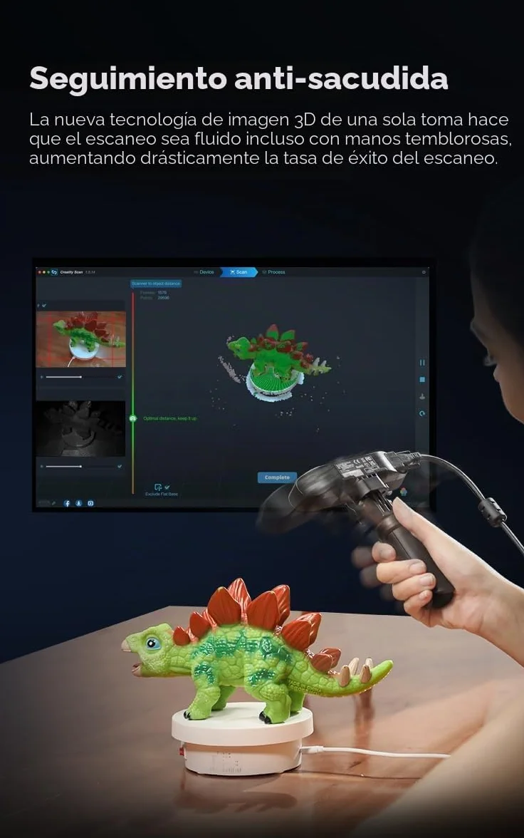 Creality CR Scan Ferret Pro - Escáner 3D (0,1 mm de precisión, seguimiento antivibración, escáner 3D portátil WiFi6 para iOS/Android Phone PC Win 10/11, escaneo a todo color de 24 bits)