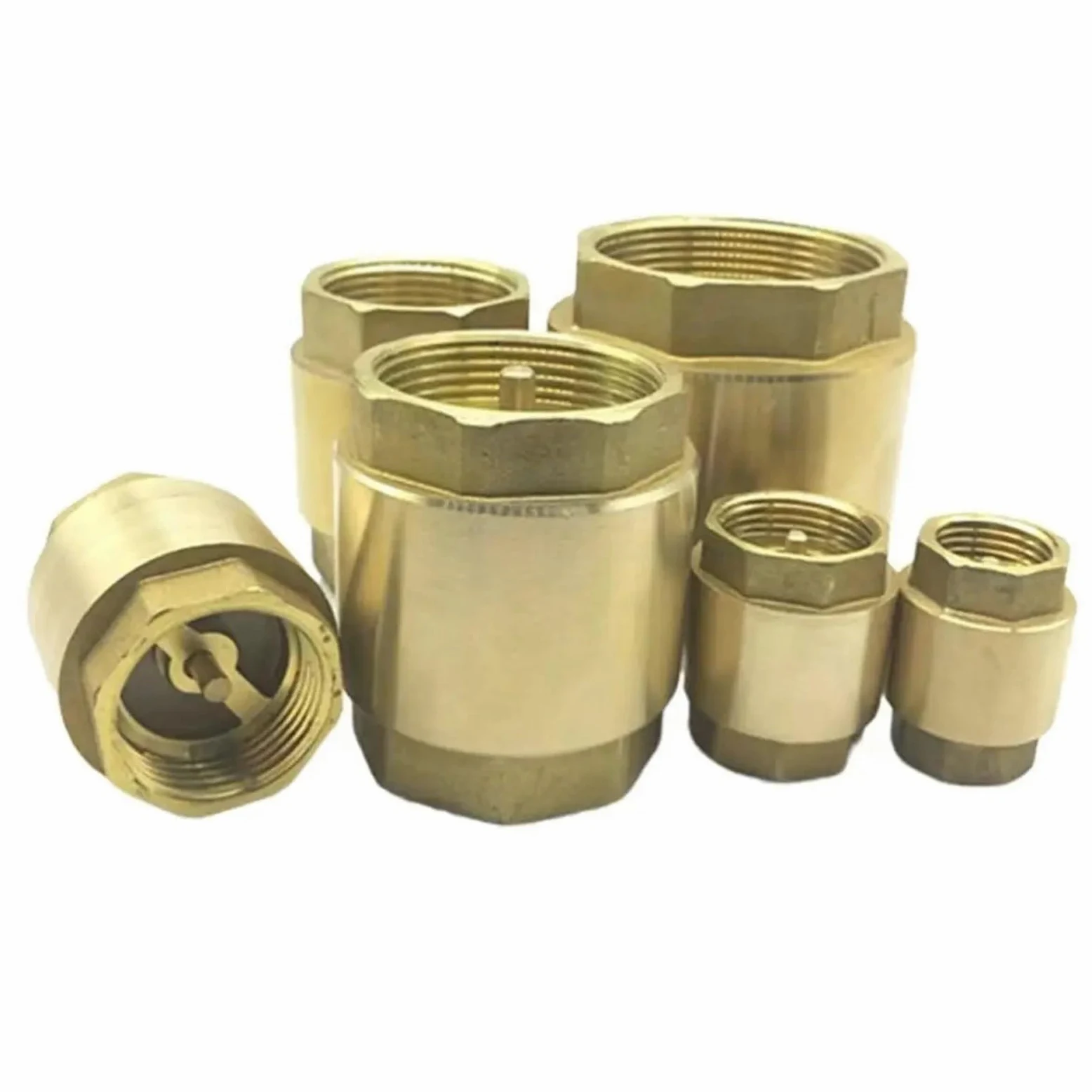 Válvula de retención unidireccional de resorte en línea hexagonal de latón-válvula antirretorno BSP de 1/2" a 2" for fontanería, 1 unidad(1-1/2")