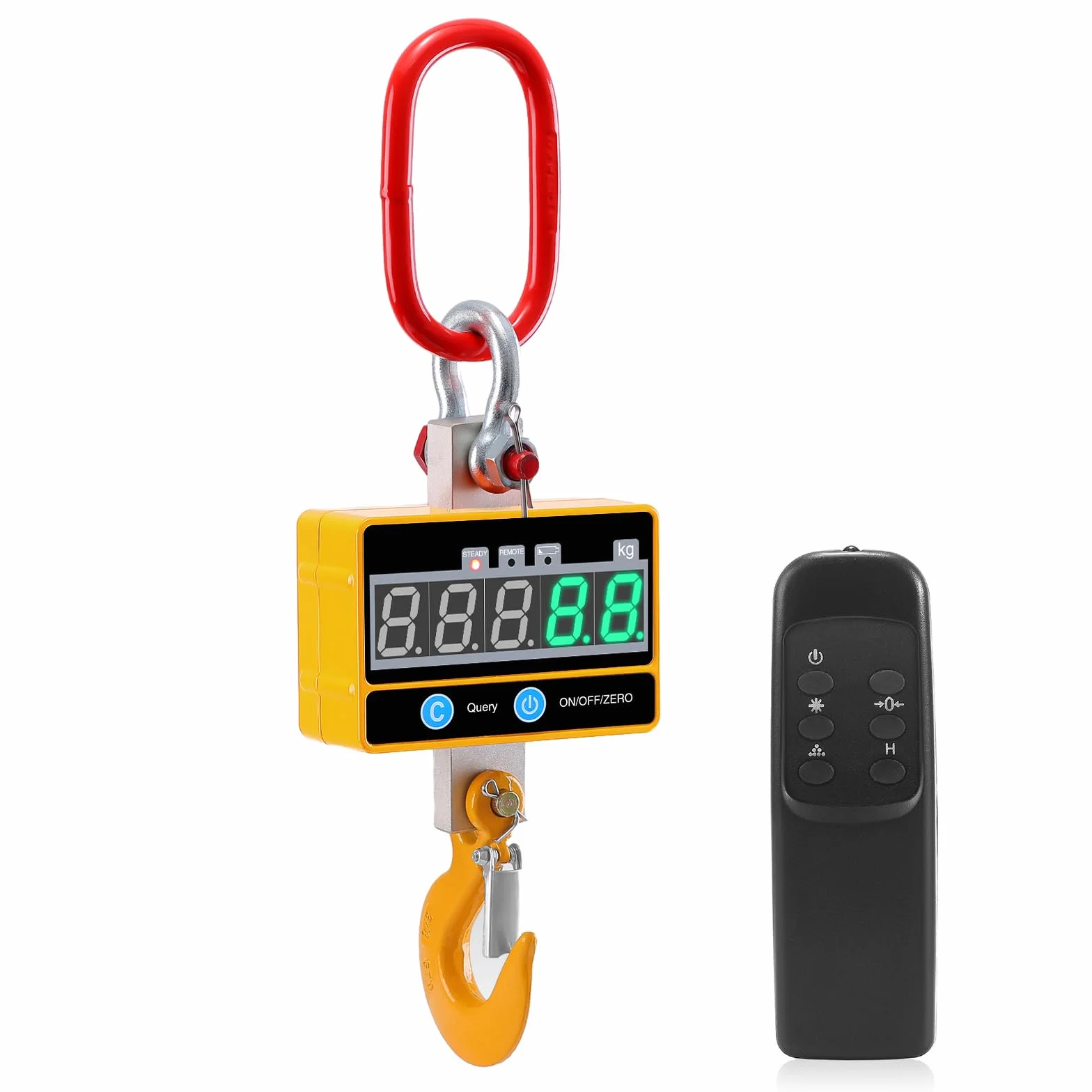 Bascula de Grúa Digital 2T, Bascula Industrial Pantalla LED Báscula Colgante Industrial de Alta Precisión con Control Remoto para Maquinaria Industrial de Precisión Ganadera