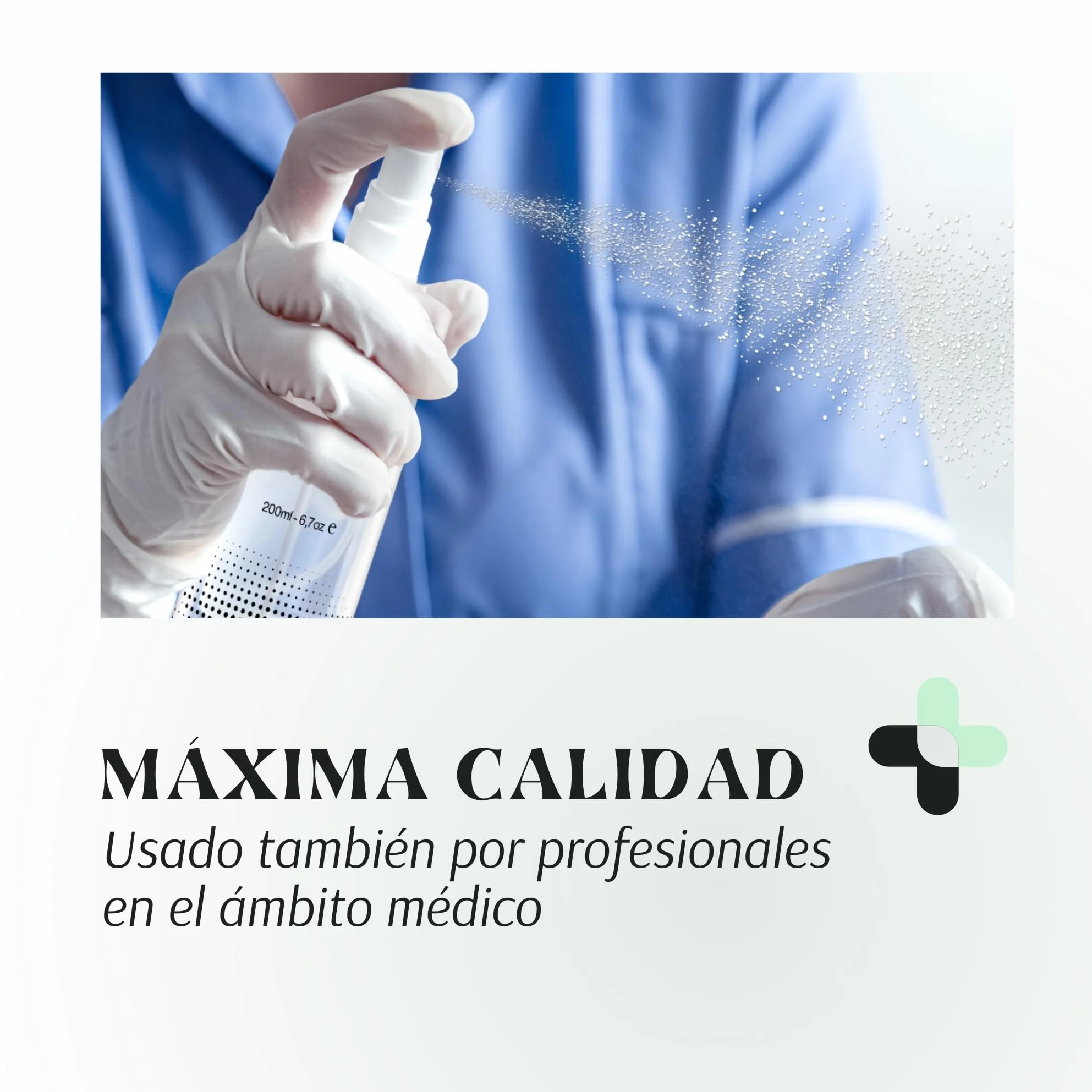 Higienizante de Manos 80% Alcohol 200ml Spray con Glicerina, Superficies