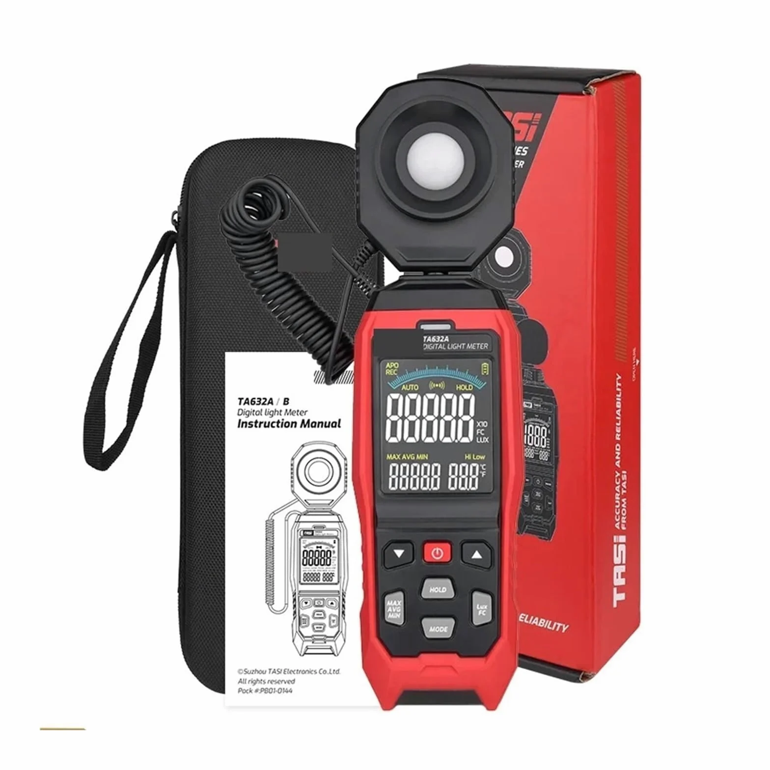 Medidor De Luz Digital TA632A TA632B, Luxómetro For Fotografía, Sonda Desmontable, Iluminómetro Lux/Fc, Fotómetro, Probador Ambiental(TA632A 200000Lux)