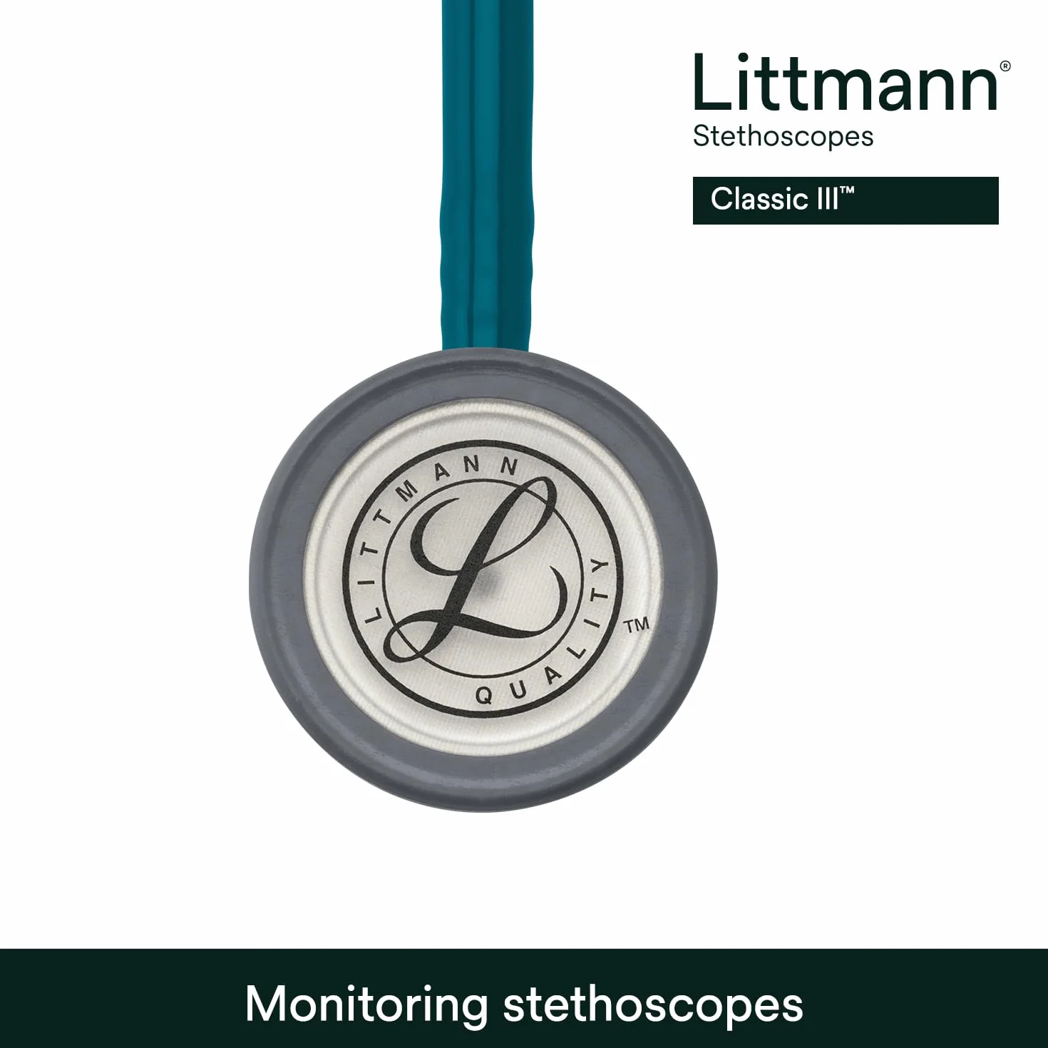 3M Littmann Fonendoscopio para monitorización Classic III, tubo azul Caribe, 68,5 cm, 5623