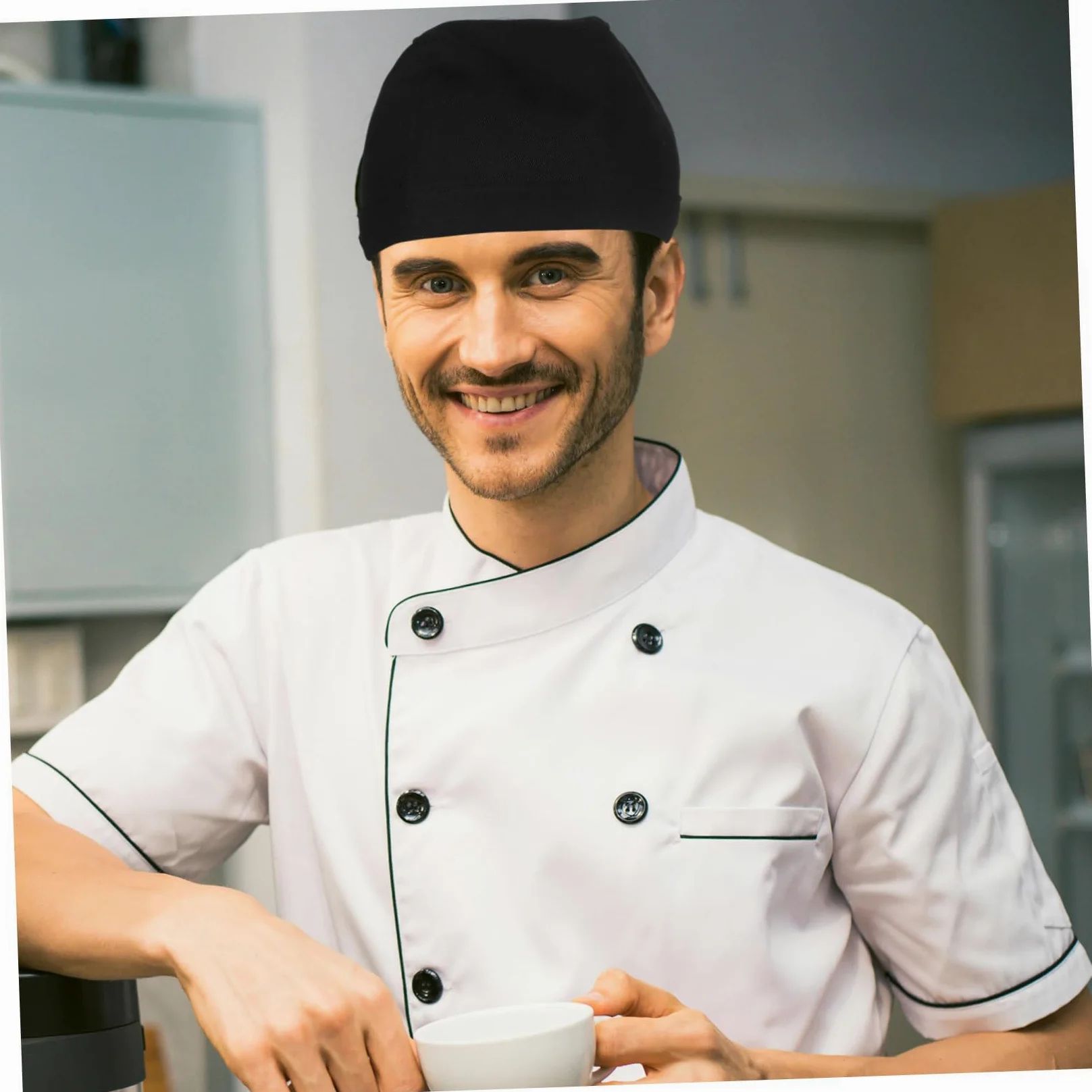 6 Gorros de Chef Negros de Algodón Cómodos y Ajustables para Cocina Profesional en Restaurante y Cafetería