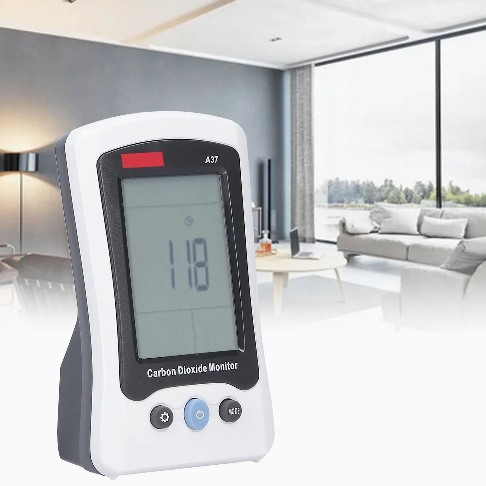 A37 Detector de Dióxido de Carbono Monitor de CO2 con Sensor NDIR 400 a 5000 Ppm Pantalla LCD Alarma de Temperatura y Humedad para el Laboratorio de Invernadero de Oficina en Casa