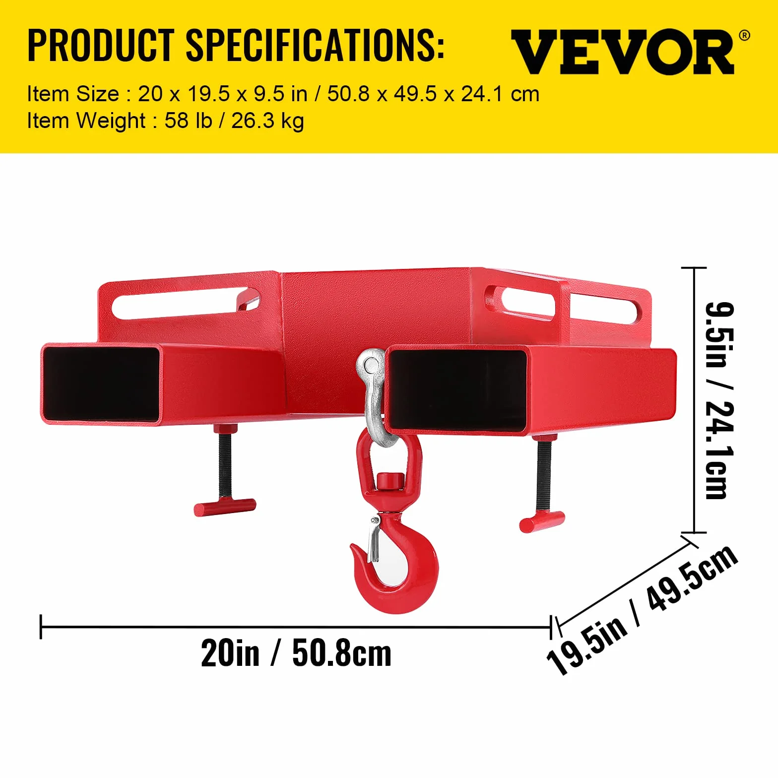 VEVOR Gancho de elevación de carretilla elevadora de 6600 libras, acero al carbono, 1 pieza, accesorio de carretilla elevadora, tuercas