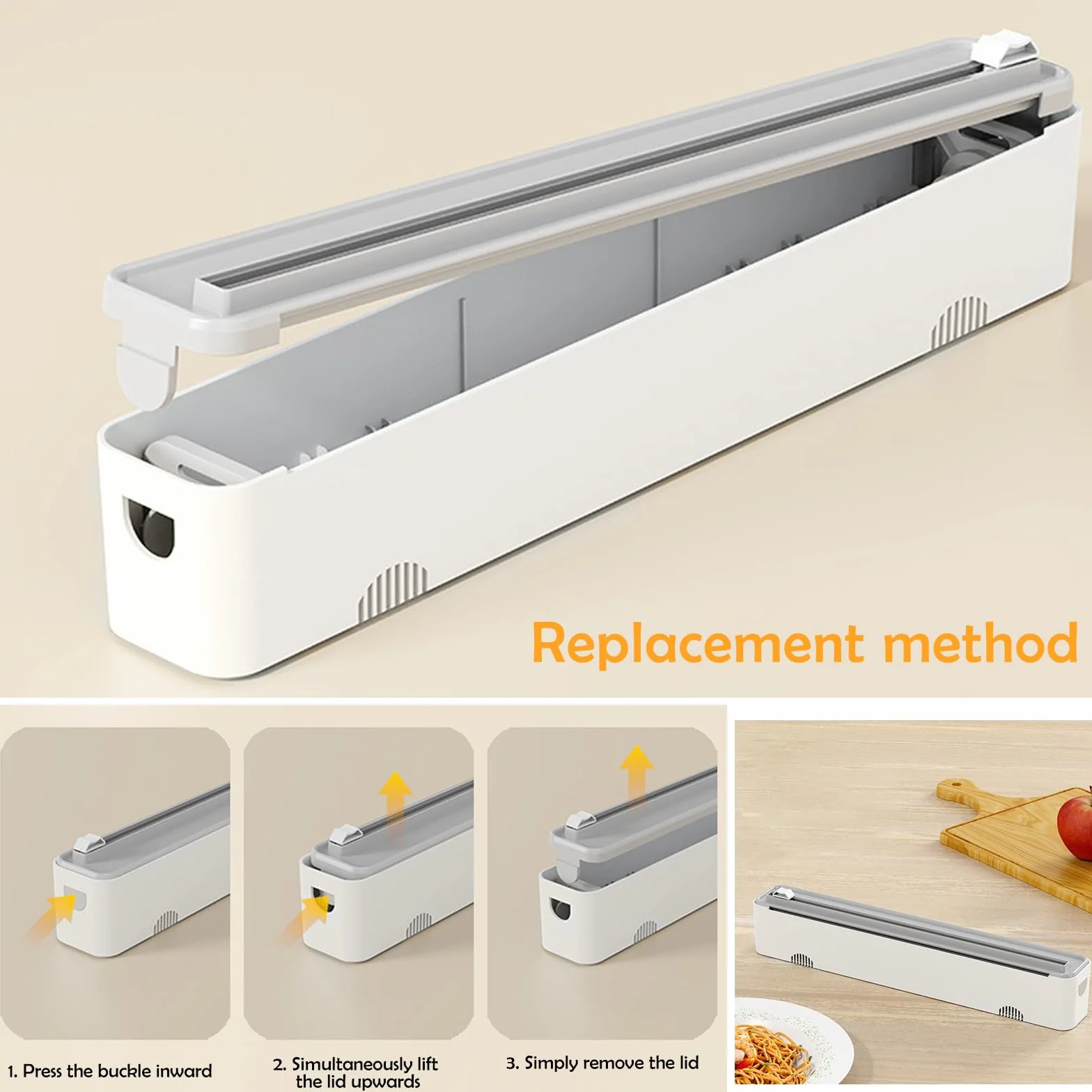 Dispensador de Film y Papel de Aluminio, Cortador de Cocina, Rellenable