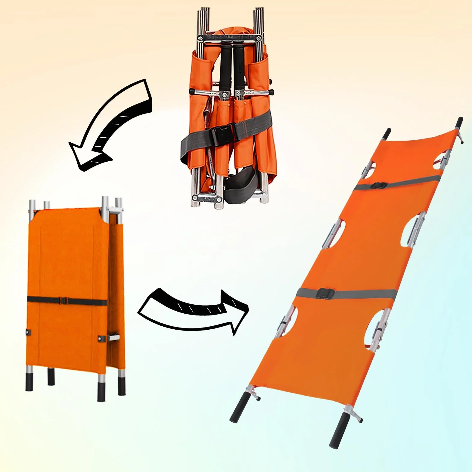 LIROPAU Portapacientes portátil de aluminio con hebillas, 210 x 54 cm, plegable con bolsa de almacenamiento para el transporte de pacientes de emergencia