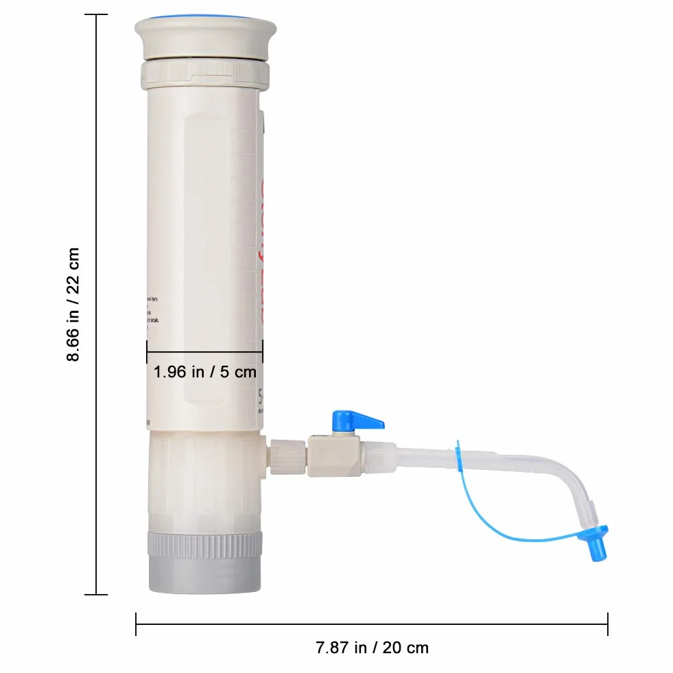 stonylab Dispensador de Laboratorio, Dispensador de Tapas de Botella Ajustable Autoclavable con Botella Reactivo de Borosilicato de 500ml y Adaptador, Bottle Top Dispenser para Laboratorio, 5-30ml